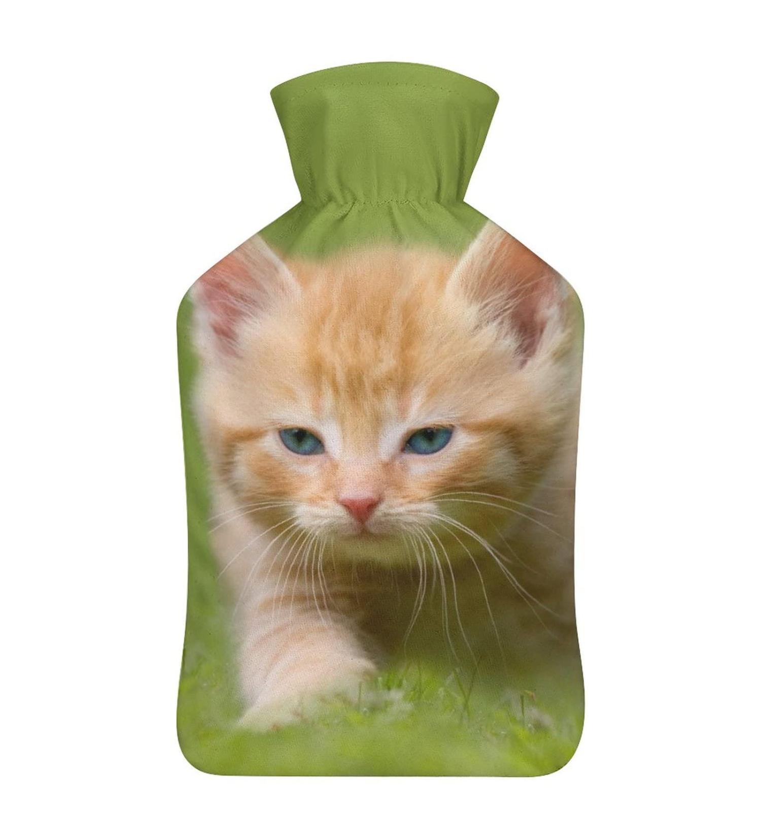 Cute Cat Hot Water Bottle with Plush Cover | Hand Warmer for Adults & Kids | 26.5x15.3cm - International Shipping - Buy Online on GoSupps.com