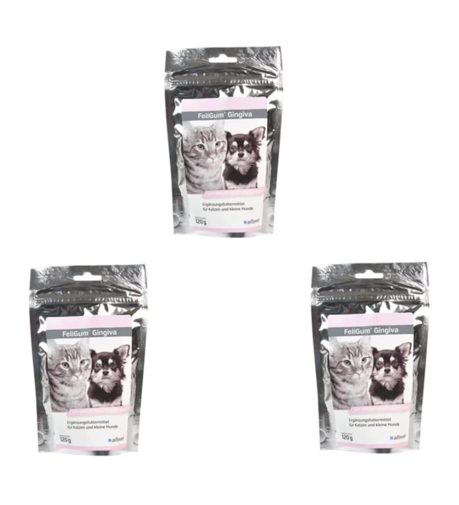 Alfavet Feligum Gingiva 3 Pack - 3 x 120g Supplementary Feed for Cats & Small Dogs | Omega-3 & Willow Bark Extract | Soft Chew Treats - Buy Online on GoSupps.com