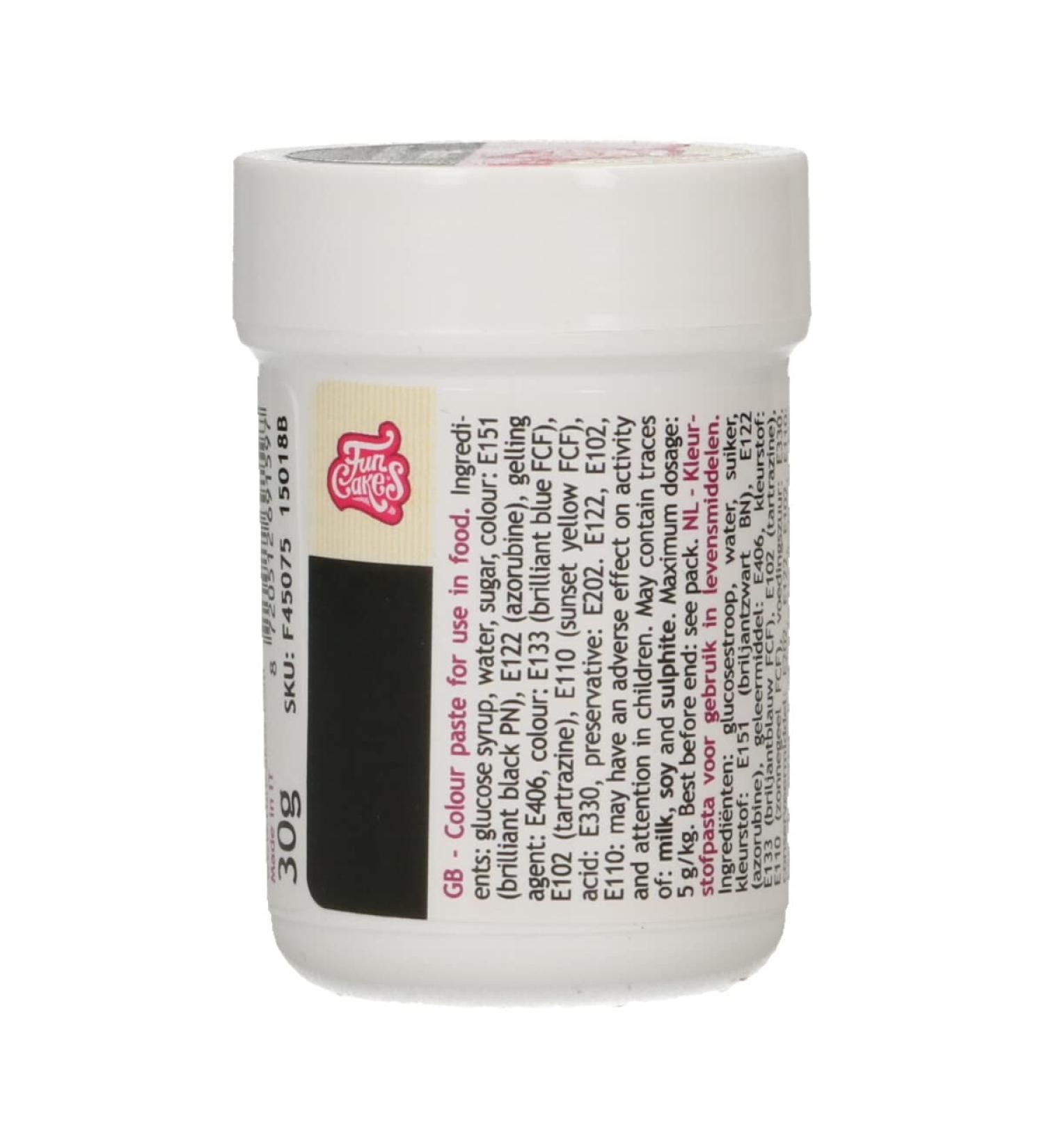 FunCakes Food Colour Paste Black Concentrated Food Colouring Paste for Batter Cream Fondant Marzipan Dough Modelling and Flower Paste. Halal and Kosher. 30 g