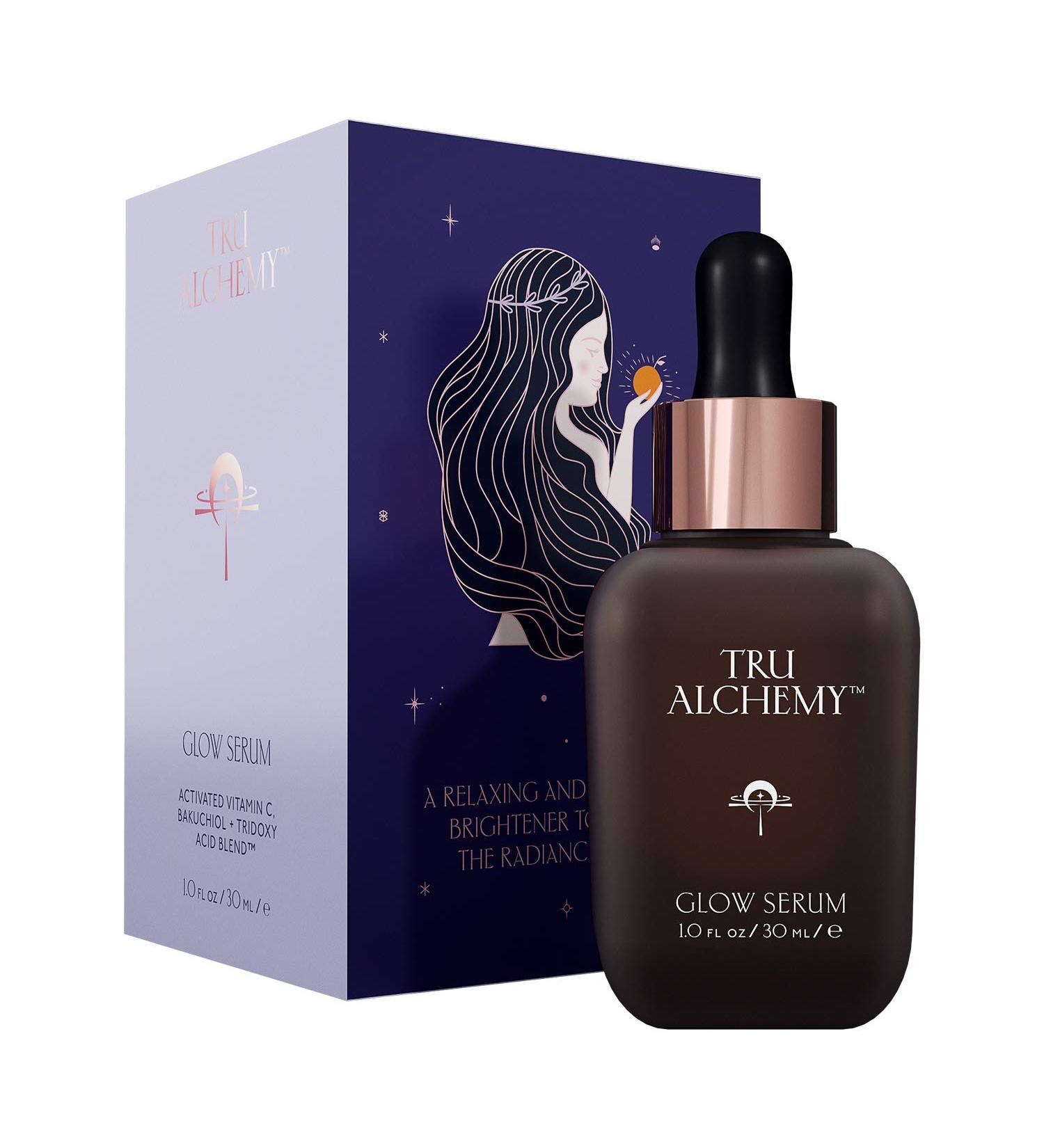 Tru Alchemy Vitamin C Glow Serum - Brightening & Hydrating Anti-Aging Facial Serum | With Bakuchiol, Glycolic & Lactic Acid | 1 fl oz/30 ml - Buy Online on GoSupps.com