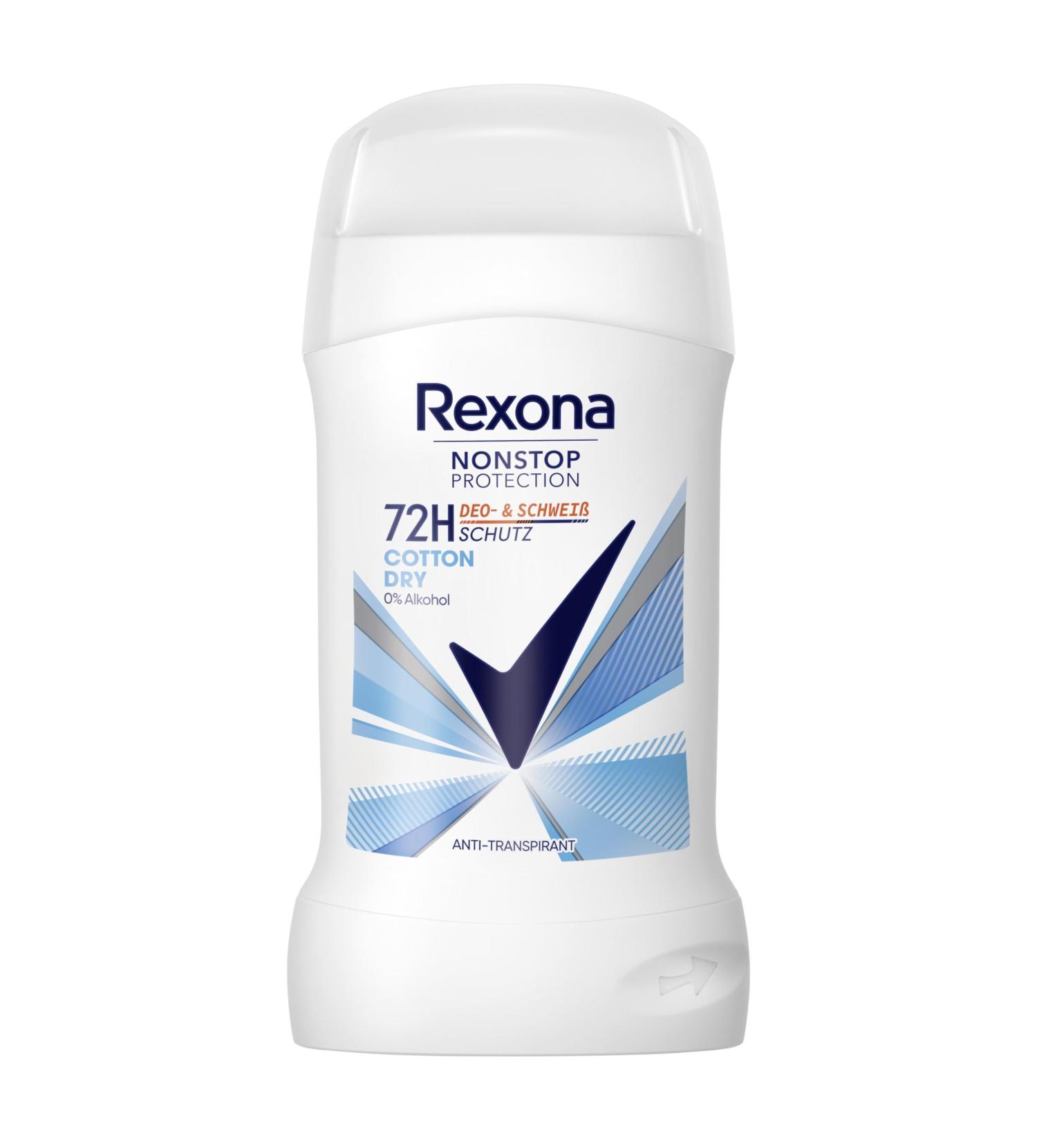 Rexona Nonstop Protection Cotton Dry Antiperspirant Deodorant Stick with 72 Hour Protection Against Sweat and Body Odour 50ml - Buy Online on GoSupps.com