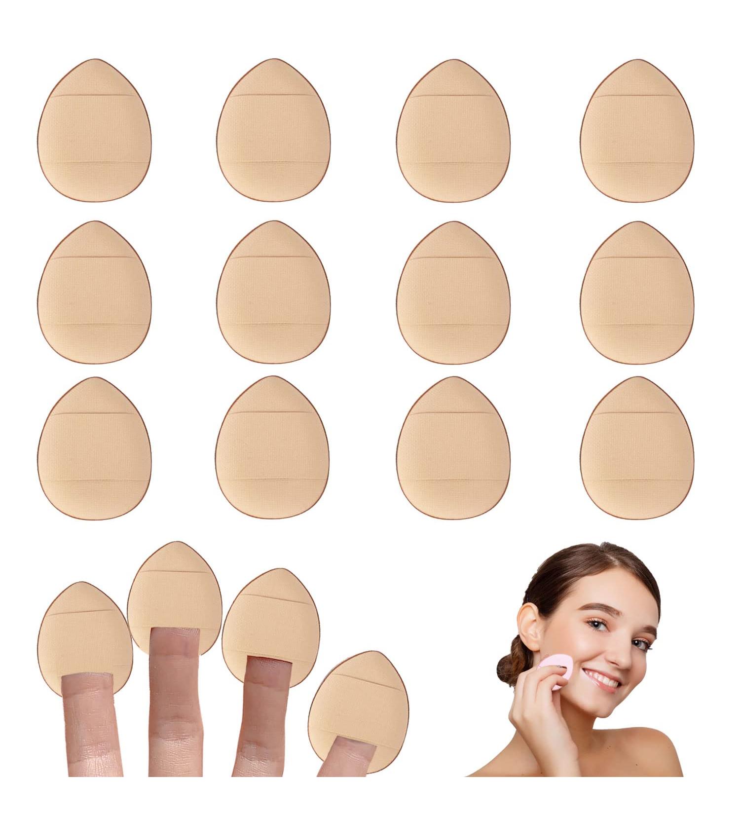 12-Piece Finger Mini Powder Puff Set for Foundation & Concealer - Soft Cosmetic Sponge for Mineral Makeup - Yellow - Buy Online on GoSupps.com