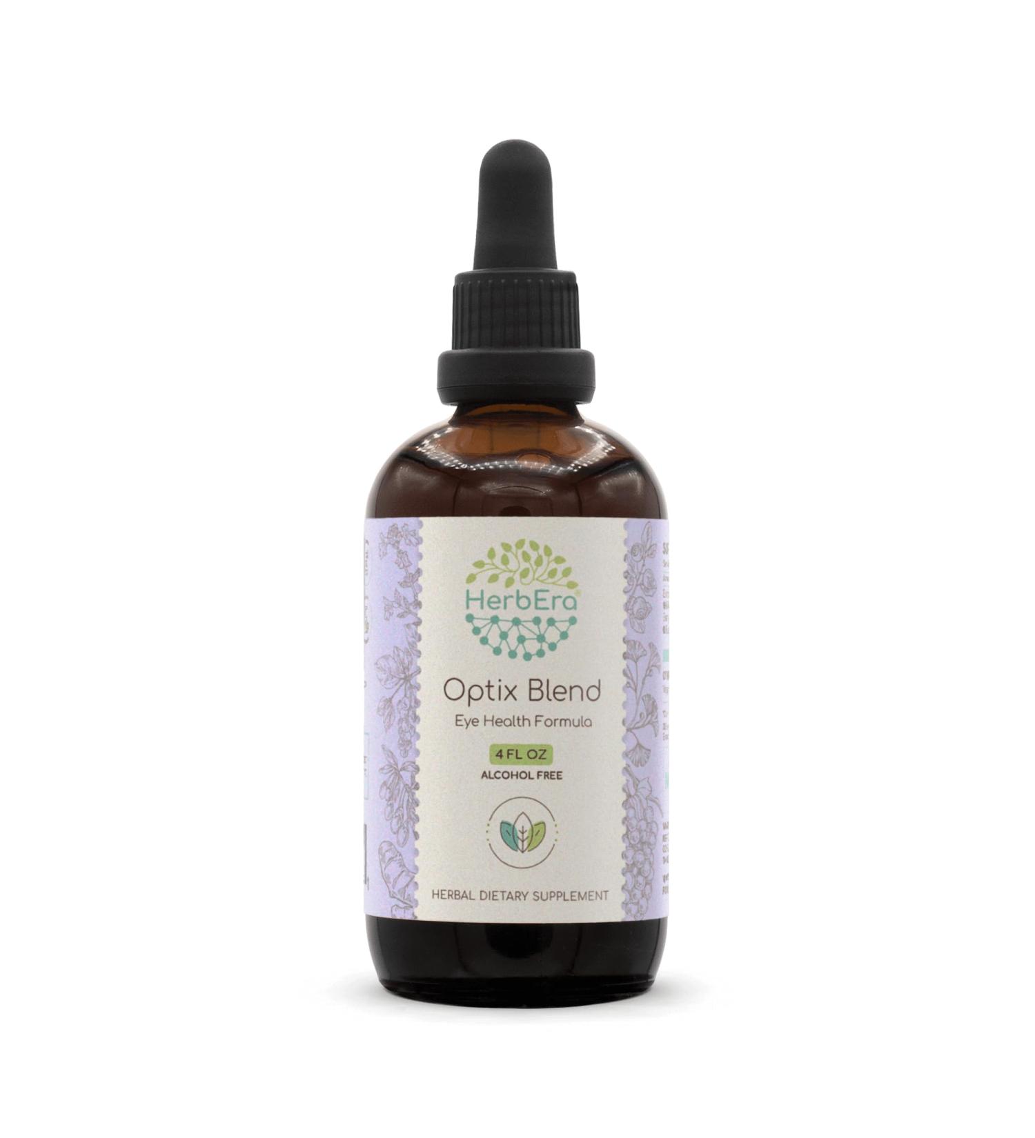 HerbEra Optix Blend B120 Alcohol-Free Extract Tincture: Bilberry, Ginkgo Biloba Leaf, Goji Berries, Schisandra Berry, Grape Seed, Turmeric Root. Eyebright Herb. Eye Health Formula 4 Fl Oz 4 Fl Oz (Pack of 1) - Buy Online on GoSupps.com