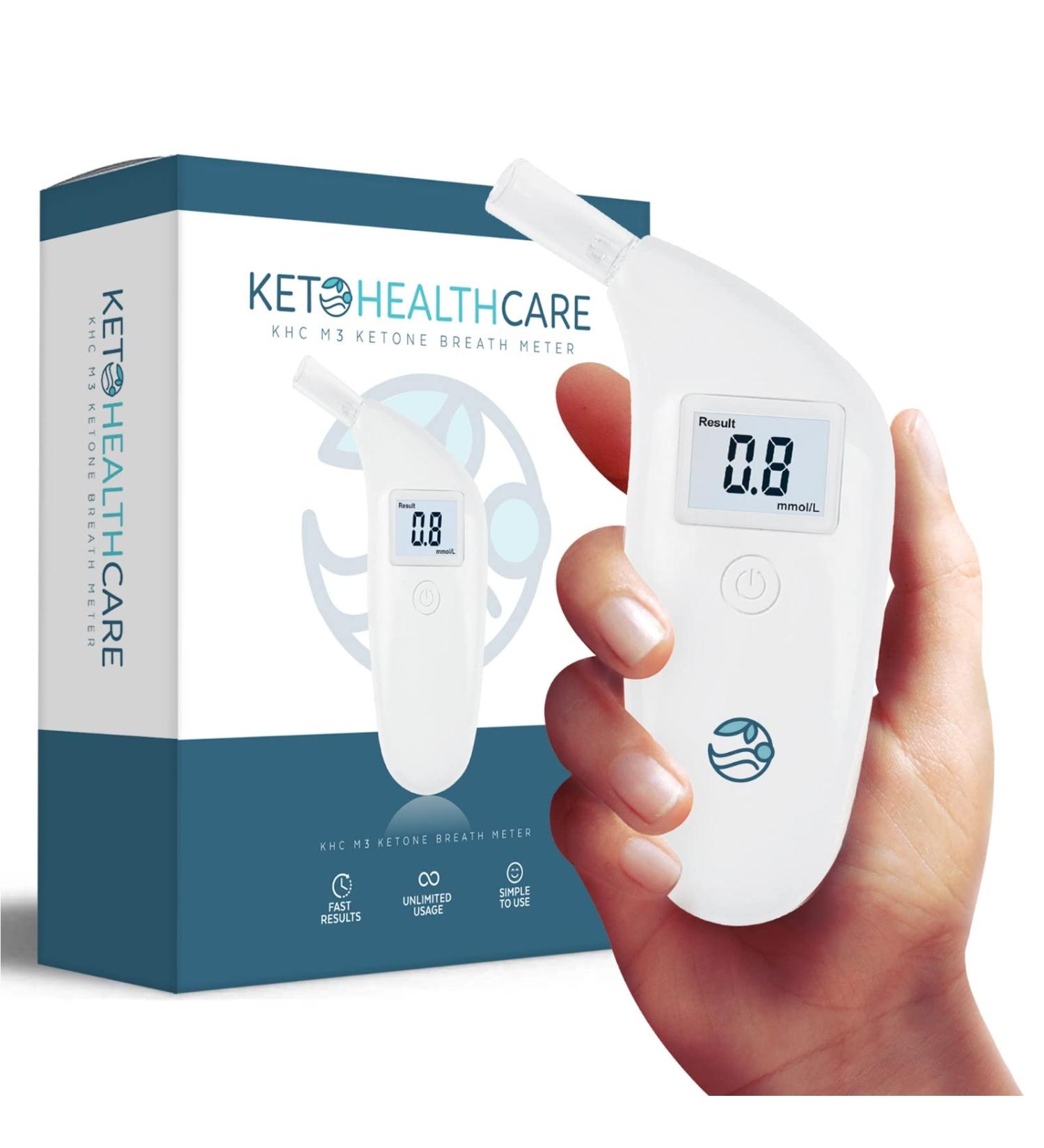 KetoHC Premium Ketone Breath Meter with X6 Reusable Mouthpieces - Instant & Accurate Ketosis Test Results - Buy Online on GoSupps.com