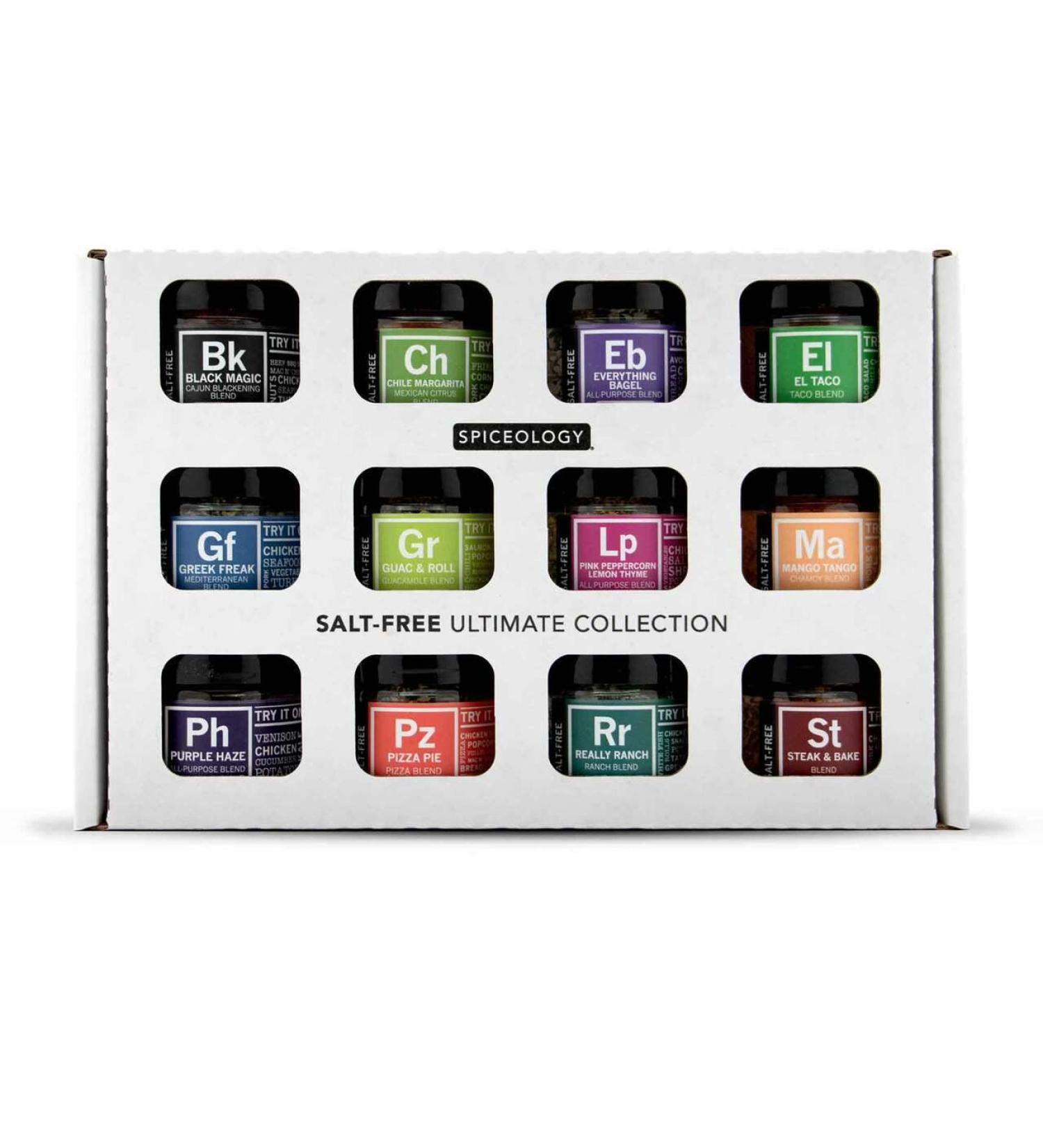 Spiceology - Ultimate Salt-Free Seasonings Variety Pack - 12 Salt Free Seasonings - 1 oz glass jars