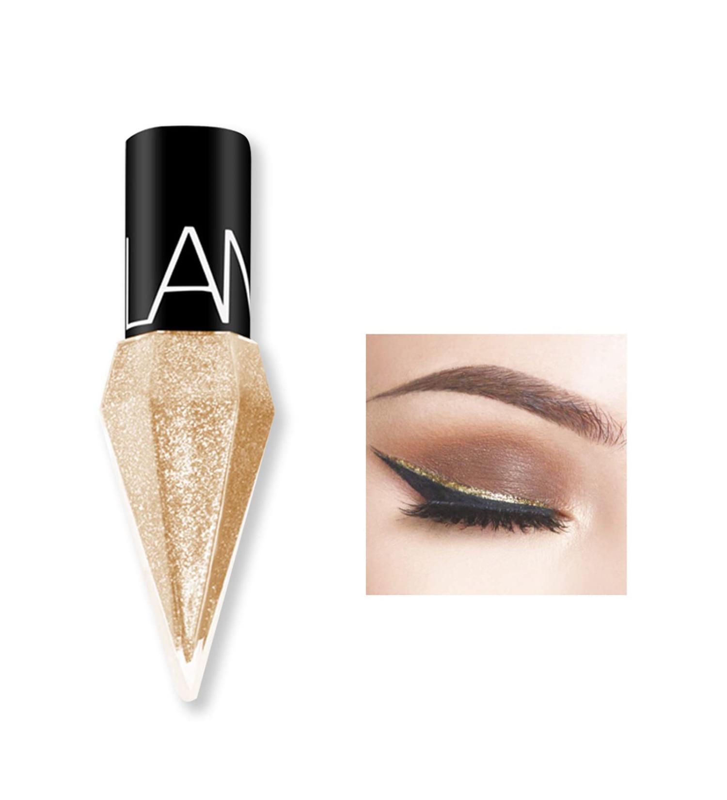 Shimmer Champagne Gold Liquid Glitter Eyeliner Kit - Waterproof Diamond-Shape Pigment for Colorful Eye Makeup | Quick Dry | Beauty Cosmetics for Women - Buy Online on GoSupps.com