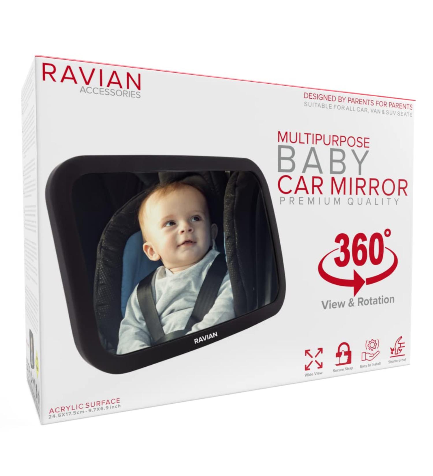 Shatterproof Adjustable Baby Car Mirror for Back Seat - Safest Newborn Essentials for Rear Facing Infants, Kids and Pets | Pack of 1 - Buy Online on GoSupps.com
