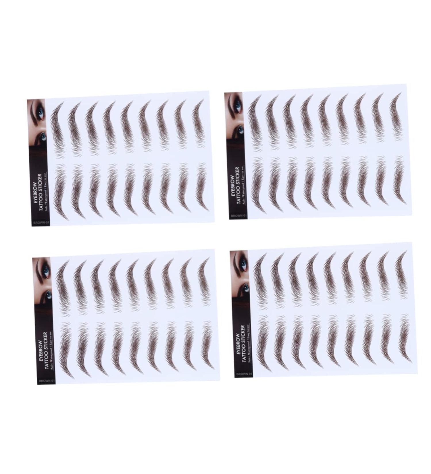 BELLIFFY 4pcs Eyebrow Stickers Hair Like Eyebrows Colored Lashes Fake Water Transfer Paper with Soy Ink 21x15cm Brown - Buy Online on GoSupps.com