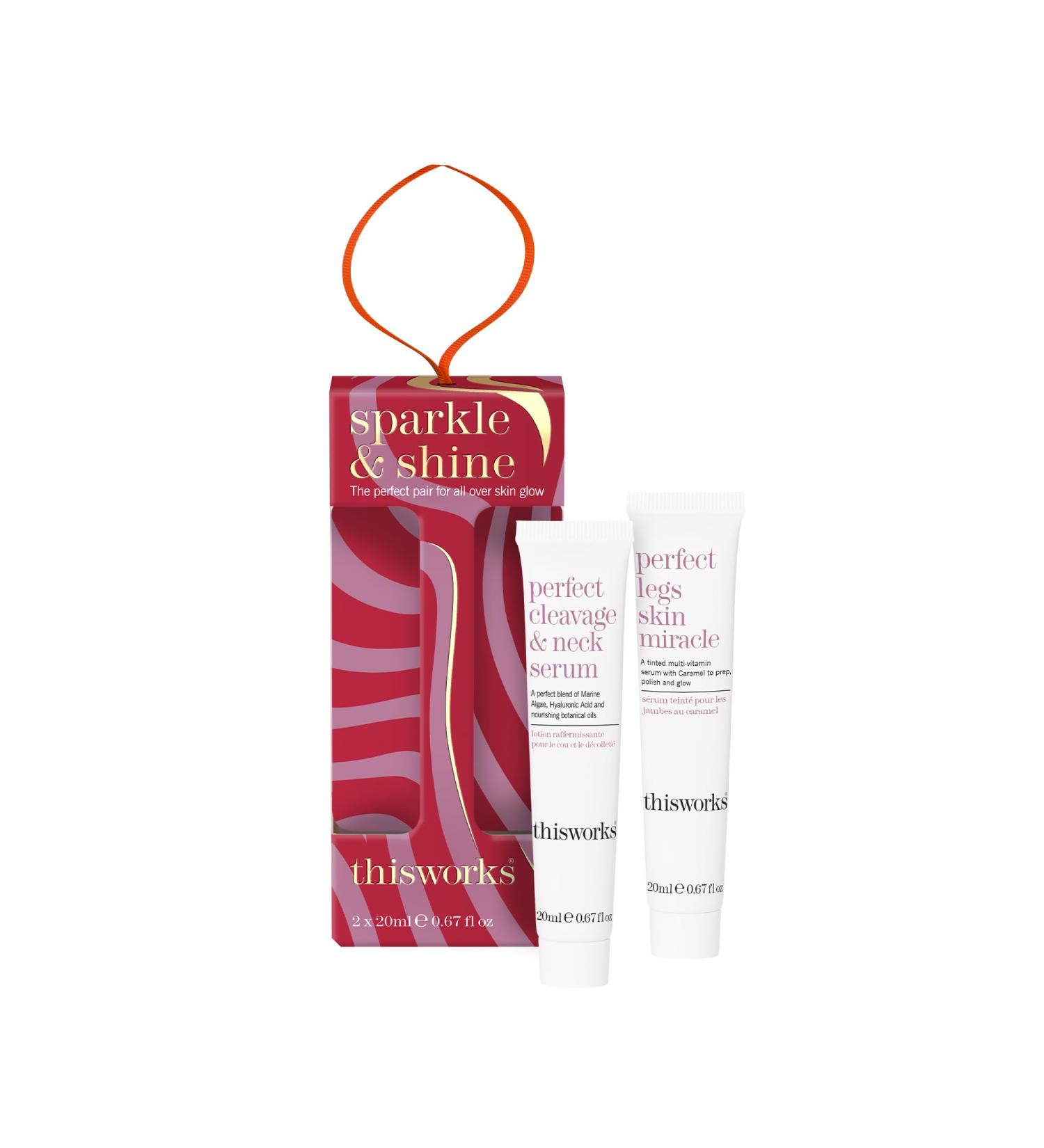 This Works Sparkle & Shine Gift Set - Travel Size Perfect Legs Skin Miracle and Perfect Cleavage & Neck Serum - Pamper Gifts for Women Christmas Gifts for Her - Buy Online on GoSupps.com