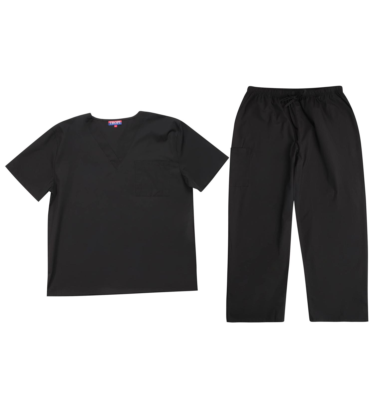 Tropi Men's Scrub Set - V-Neck Cargo Pant Medical Uniform, XX-Large Black - Buy Online on GoSupps.com