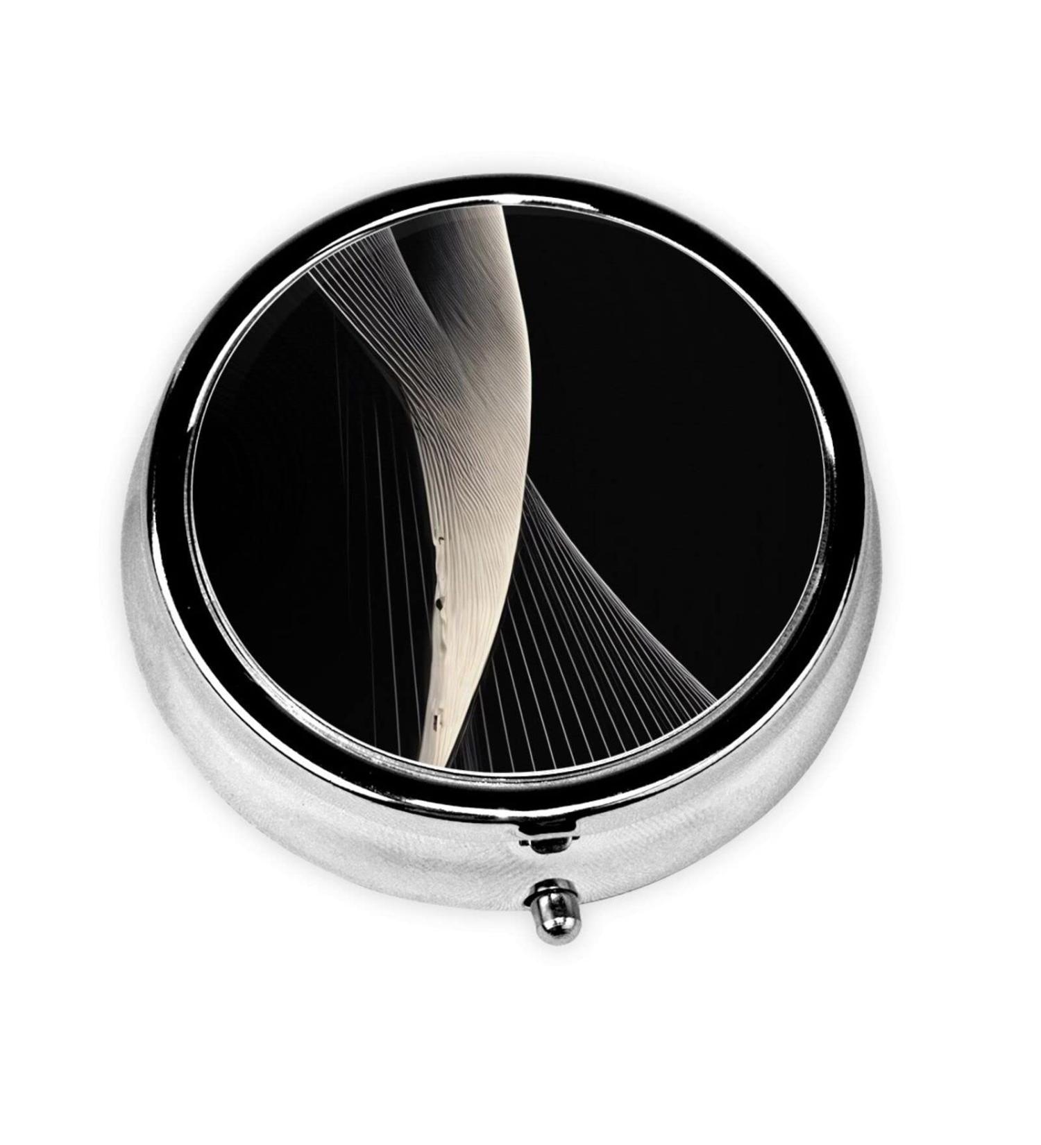 Abstract Curves Round Pill Box - 3 Compartment Portable Pill Organizer for Travel & Purse - Buy Online on GoSupps.com