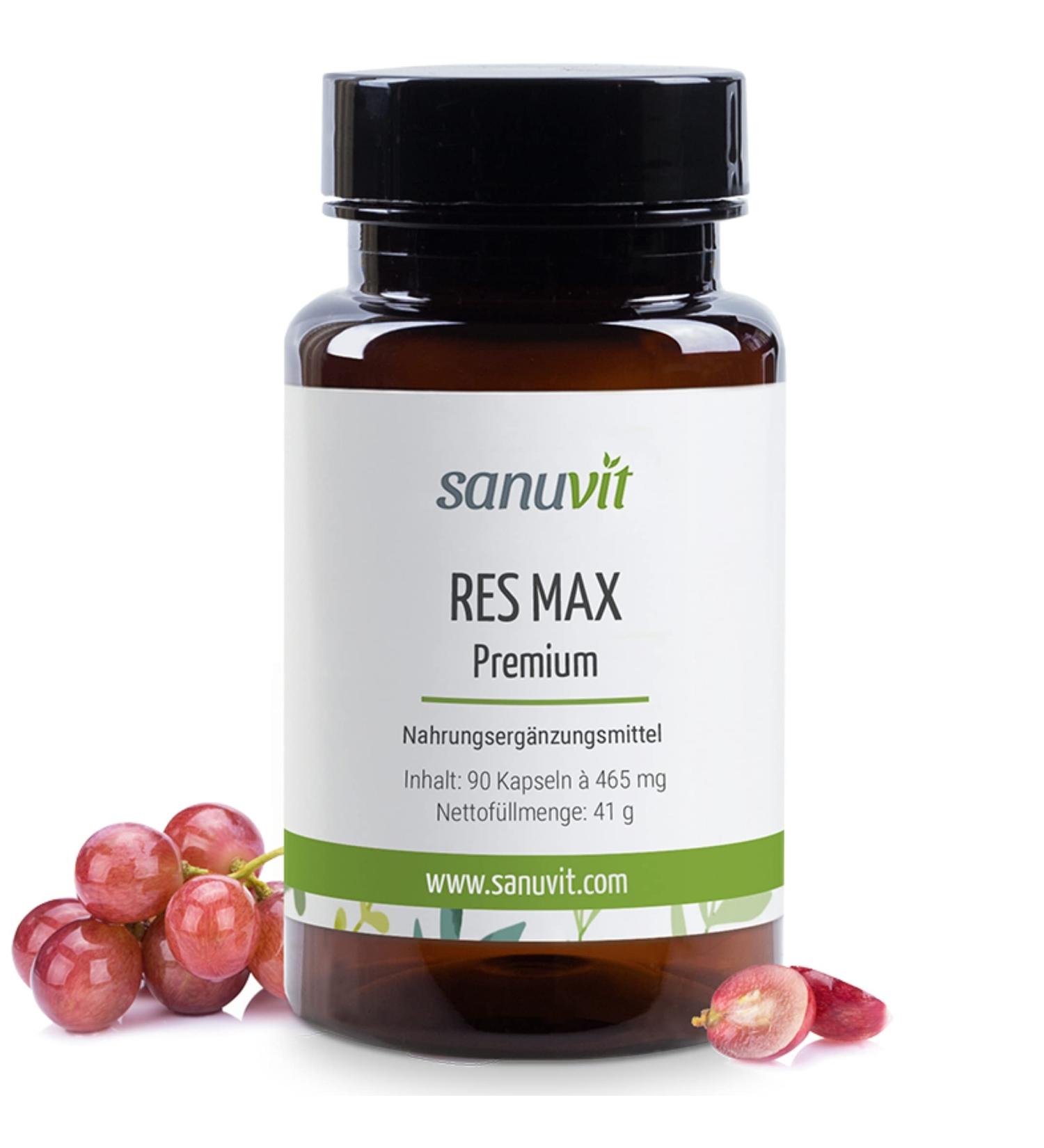 Sanuvit Res-Max Premium | Japanese Kn terich Extract | Trans-Resveratrol & Grape Seed | High Bioavailability | Vegan | 90 Capsules - International Shipping Available - Buy Online on GoSupps.com