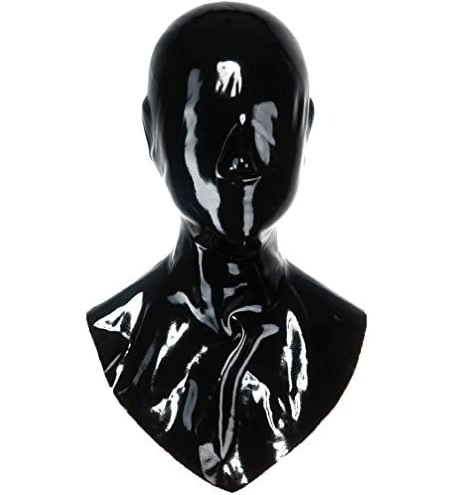 Unisex Latex Hood Rubber Executioner Mask - Black with Zipper | One Size for Unique Costumes - Buy Online on GoSupps.com