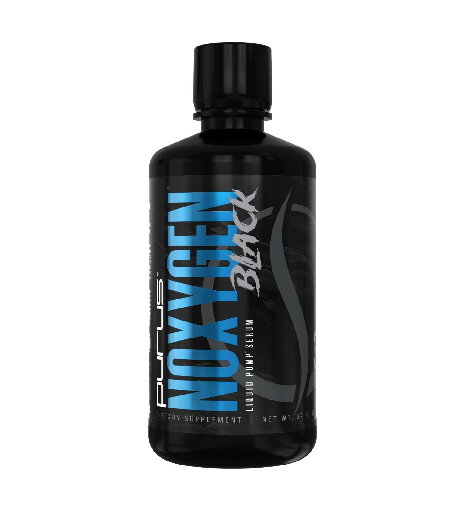 Purus Labs NOXygen Black Liquid Pump Serum Fast-Absorbing Nitric Oxide Booster for Extreme Muscle Pumps Blood Flow & Vascularity Stim-Free Liquid Pre Workout 32 Servings (Blue Raspberry) - Buy Online on GoSupps.com