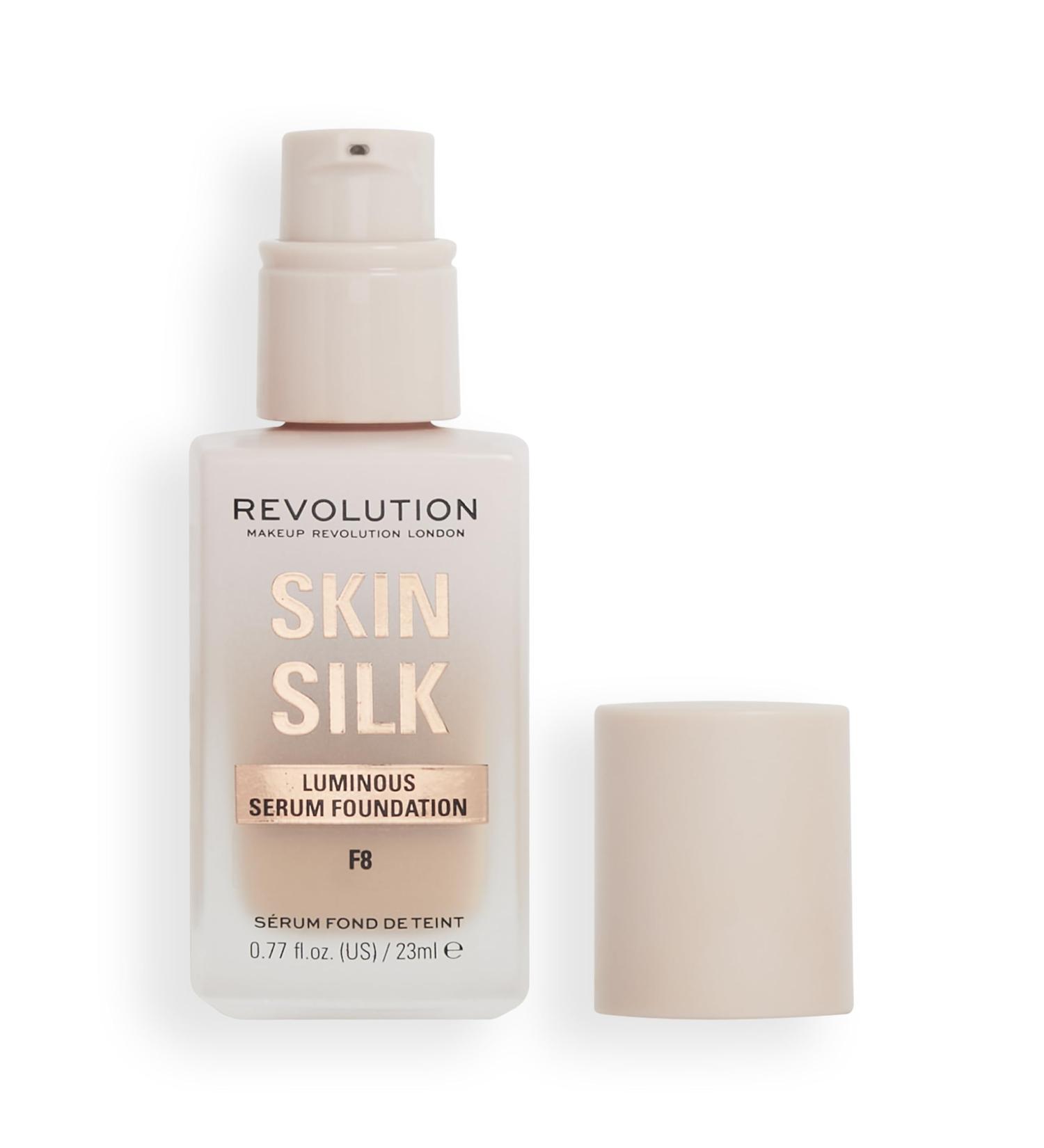 Makeup Revolution Skin Silk Serum Foundation Light to Medium Coverage Contains Hyaluronic Acid F8 23ml - Buy Online on GoSupps.com