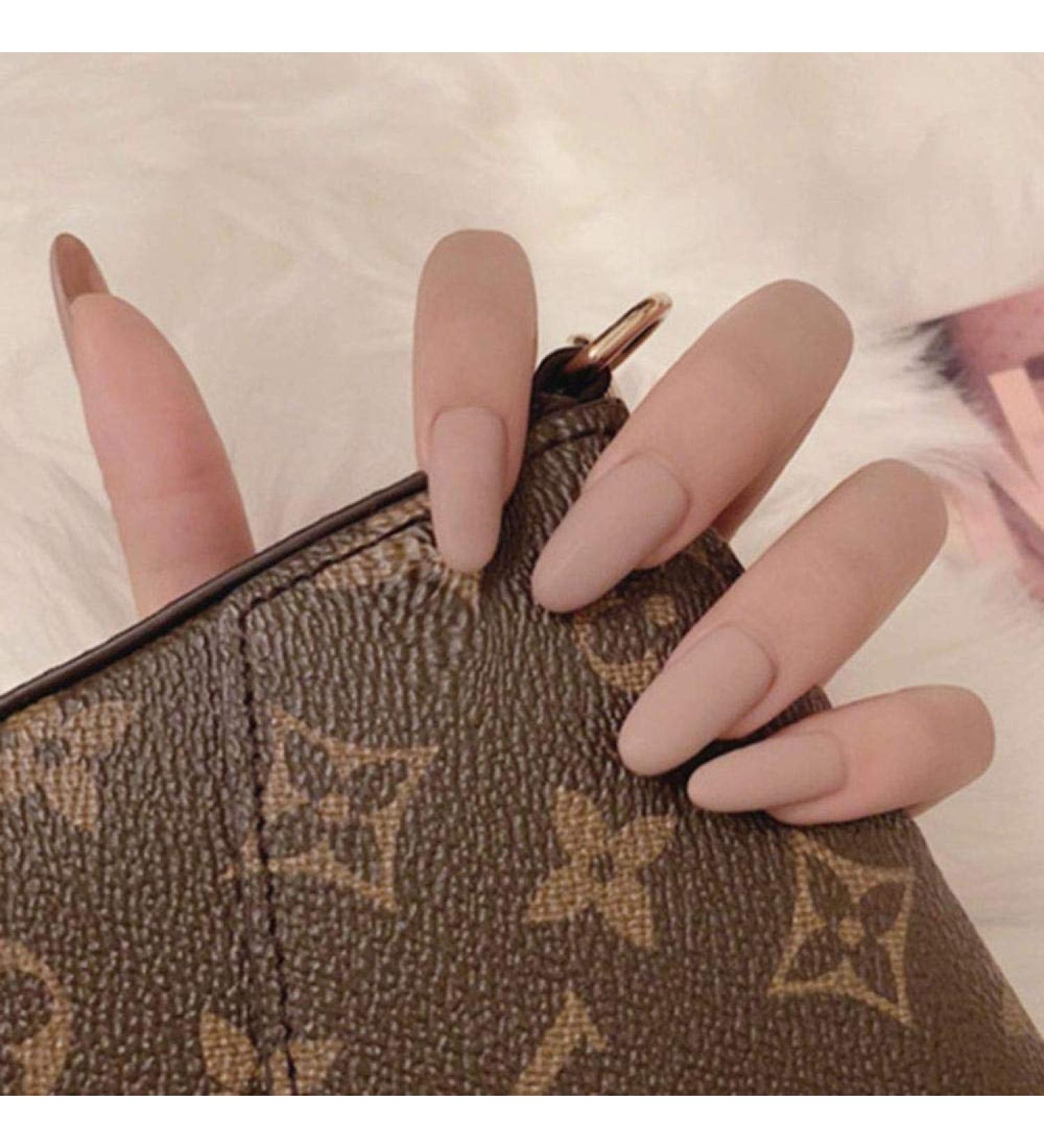 Buy Huil Oval Matte Fake Nude Ballerina Nails - Full Cover False Nail Tips for Women & Girls | International Shipping Available - Buy Online on GoSupps.com