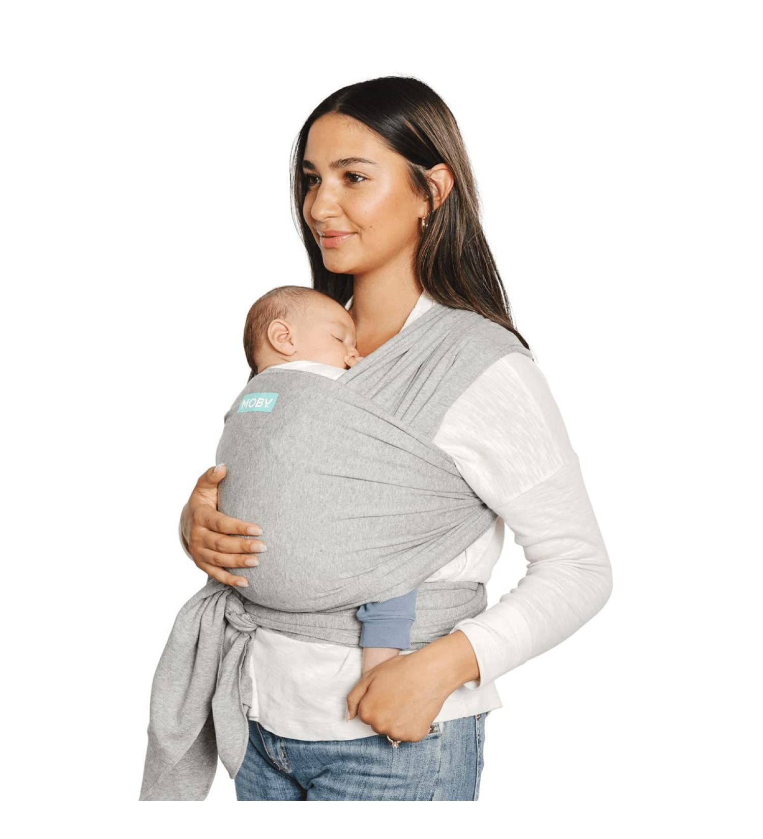 MOBY Grey Classic Baby Wrap Carrier | Made from 100% Cotton | Breathable & Stretchy | One Size Fits All | For Newborn to Toddler up to 33lbs | Unisex - Buy Online on GoSupps.com