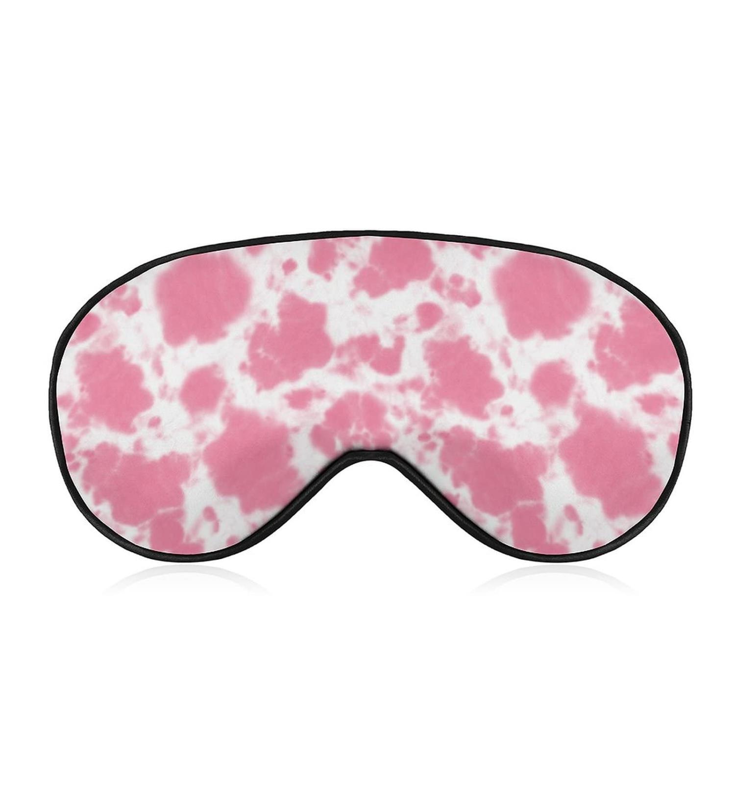 Pastel Pink Cow Tie Dye Sleep Mask for Women | Adjustable Eye Shades with Elastic Strap - Perfect for Restful Sleep - Buy Online on GoSupps.com