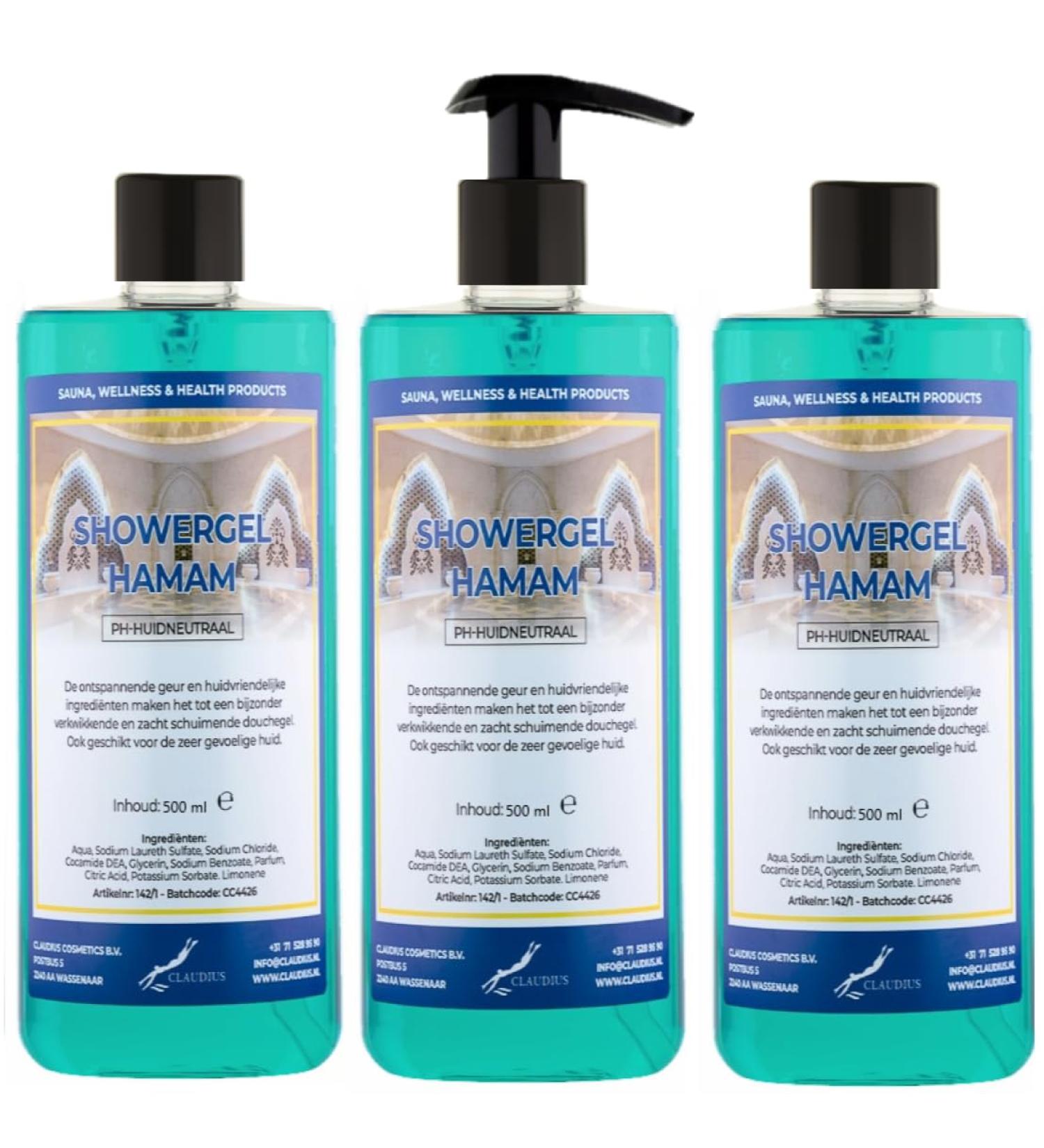 Claudius Shower Gel Hamam 500 ml set of 3 pieces with free pump Showergel