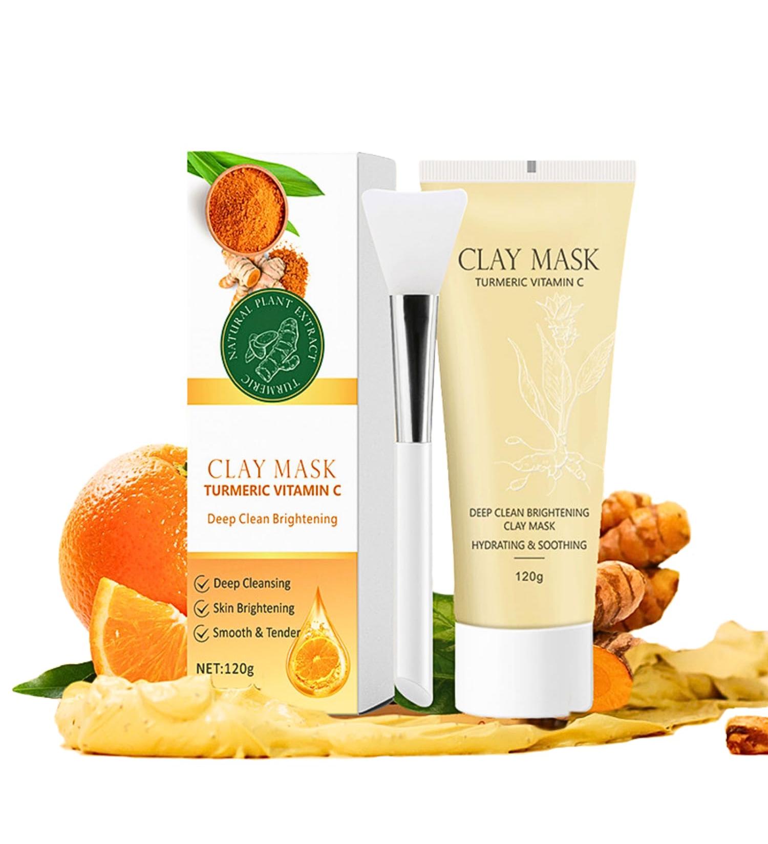 Tongyend Turmeric Vitamin C Clay Mask kit Deep Cleansing Face Masks Skincare with Brush Clay Face Mask for Radiant Skin Turmeric for Dark Spots Acne Brightening Oil Balance Cleansing Pores - Buy Online on GoSupps.com
