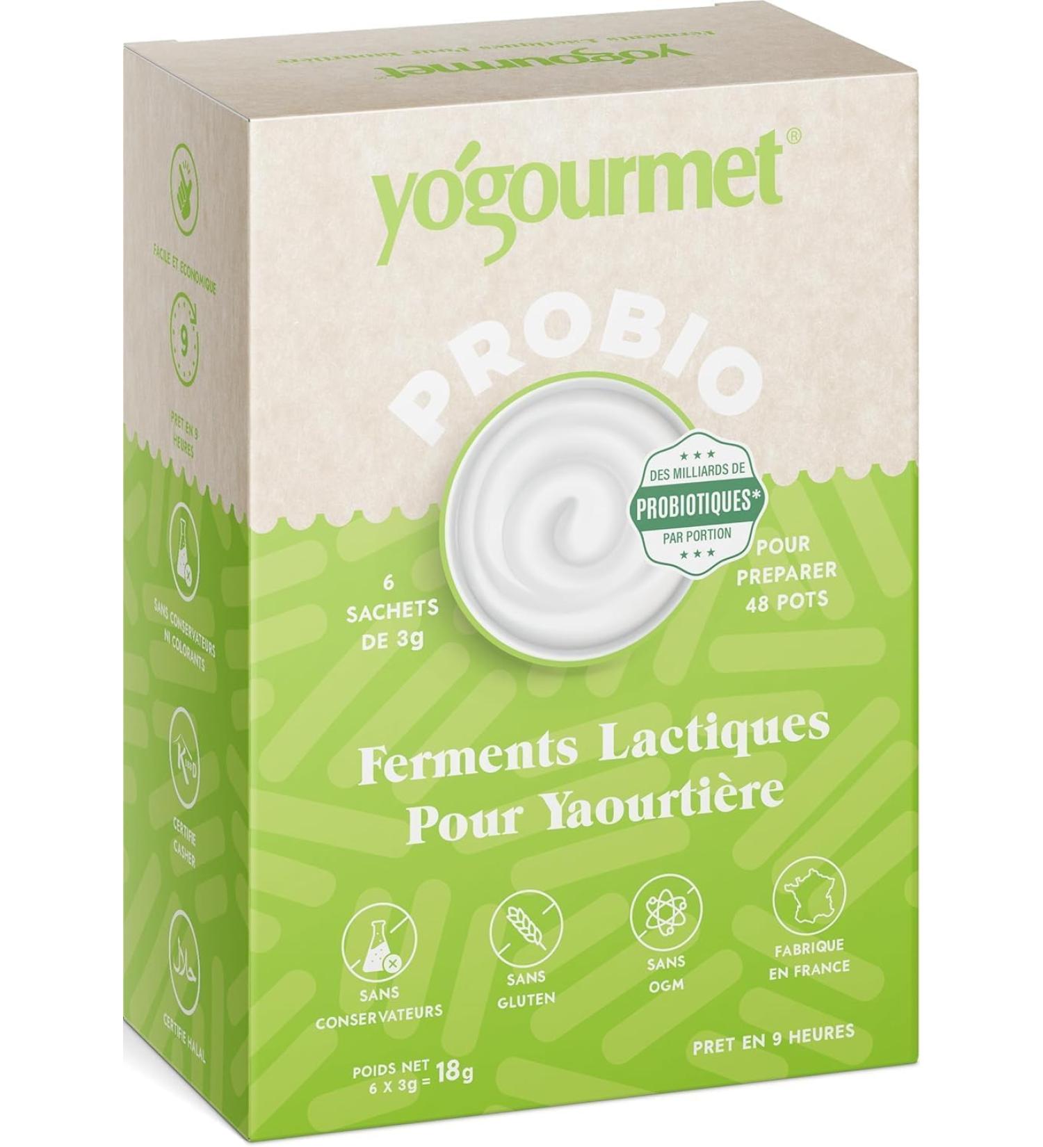 Yogourmet - Ferments Yaourt avec Probiotiques 48 Pots (6 Sachets 6 Litres) - Faites du yaourt la maison - Naturel sans gluten casher halal 6 Sachet (Bo te) - Buy Online on GoSupps.com