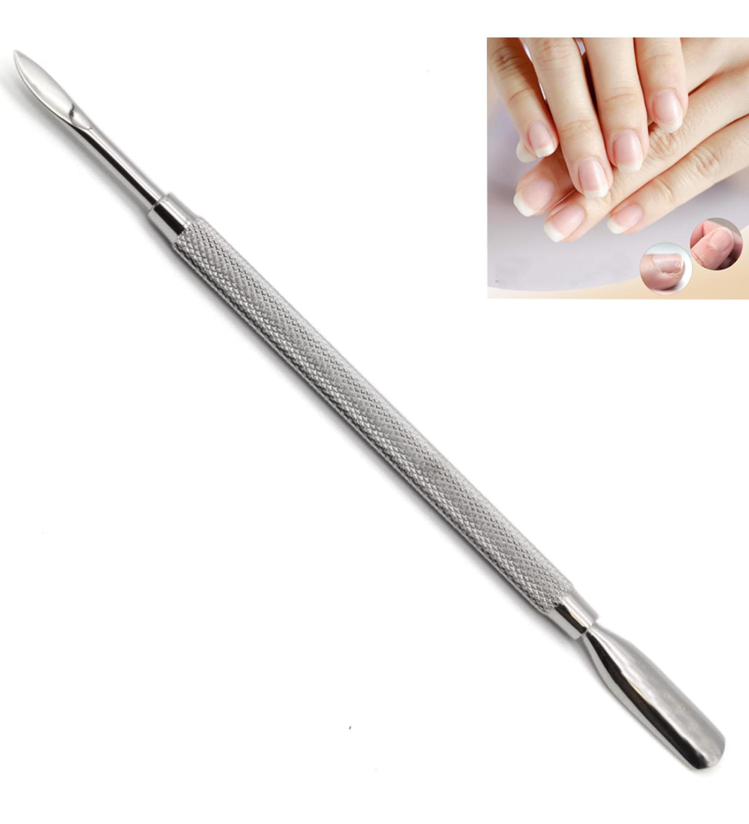 AFTREN Double Sided Metal Cuticle Pusher Tool Manicure Pedicure Salon Professional Cuticle Remover Quality J2 Curved Edge Stainless Steel - Buy Online on GoSupps.com