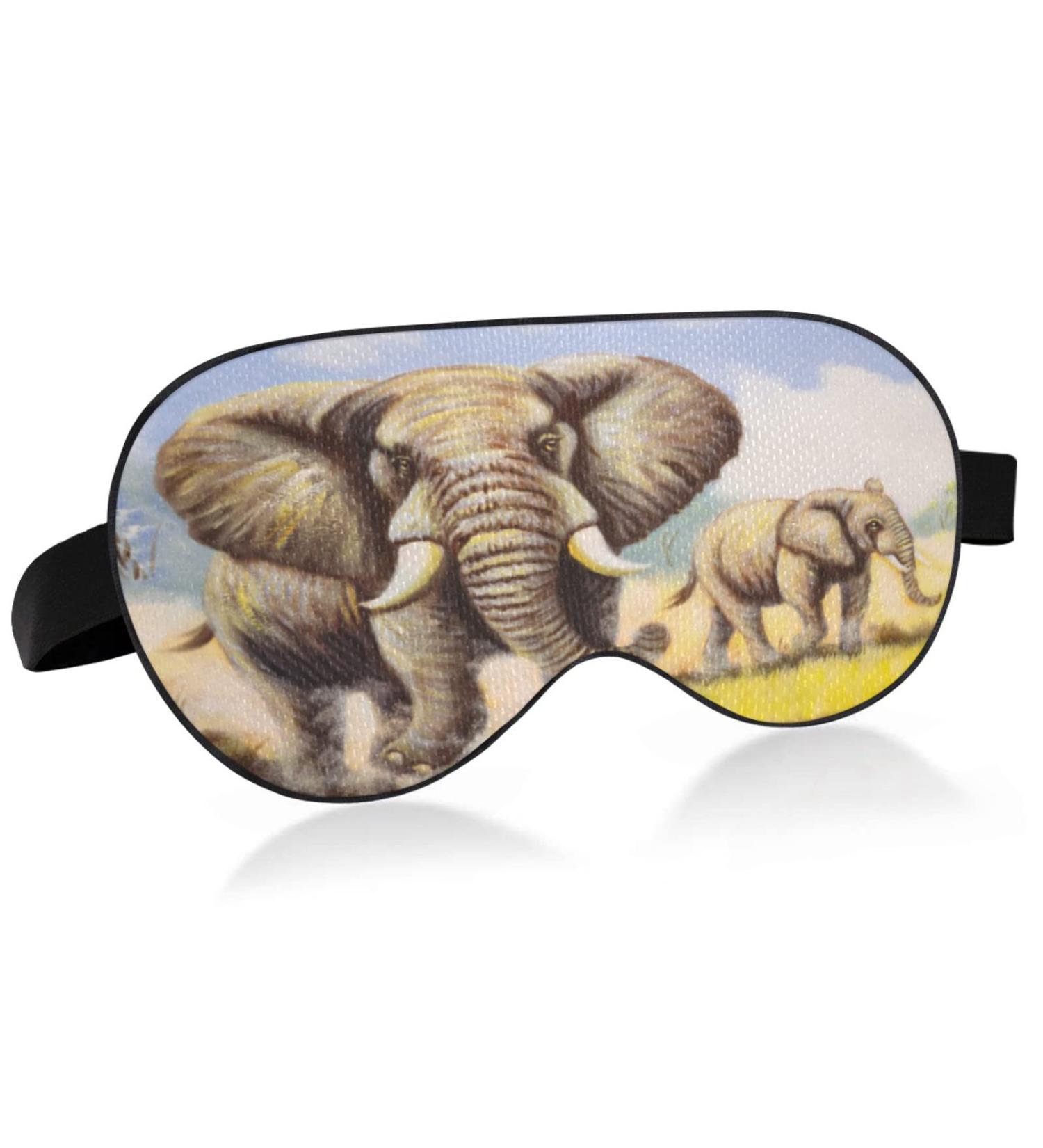 Susiyo Oil Painting Africa Wild Elephant Sleep Eye Mask - Comfortable Blindfold for Travel, Yoga, Nap - Soft Eyeshade with Elastic Headband - Buy Online on GoSupps.com