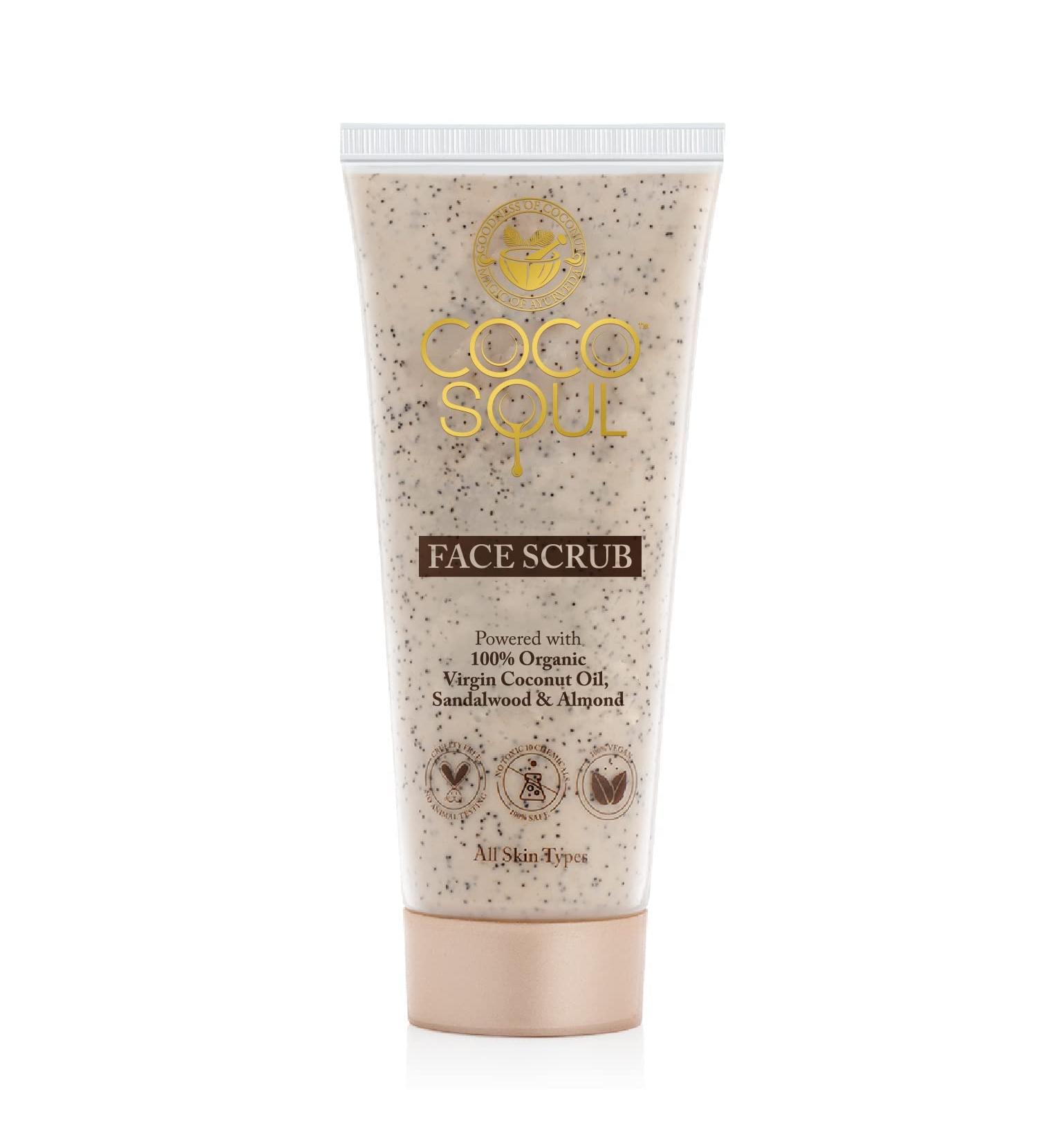 Jesica Face Scrub with Coconut & Ayurveda | Gentle Exfoliation & Deep Pore Cleansing | Tan Removal | Vegan & Free from Silicones Mineral Oil Parabens Sulphates | 100g - Buy Online on GoSupps.com