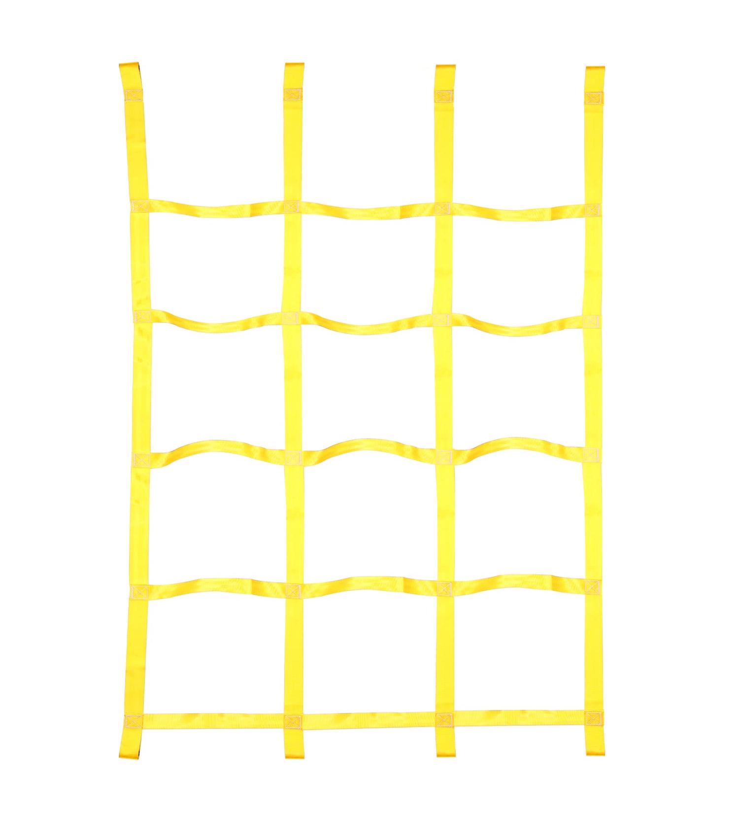 Kids Outdoor Climbing Net - Ninja Warrior Obstacle Course - Polyester Rope for Slackline - Playground Jungle Gym - 4x5 Grid (Yellow) - Buy Online on GoSupps.com