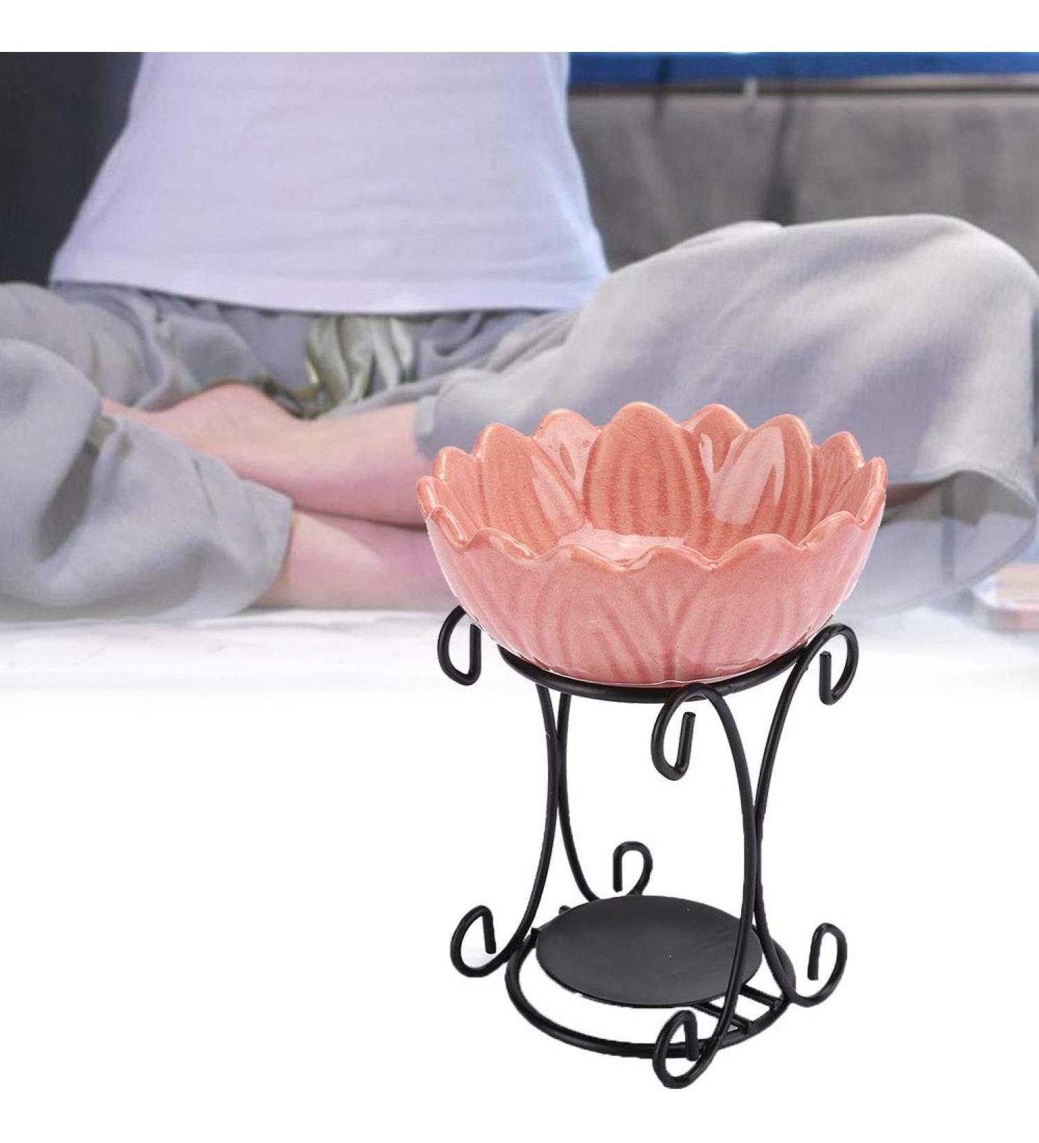 Ceramic Candle Oil Burner - Indoor Aroma Furnace for Essential Oil & Incense (Pink) | Best Aromatherapy Accessory - Buy Online on GoSupps.com