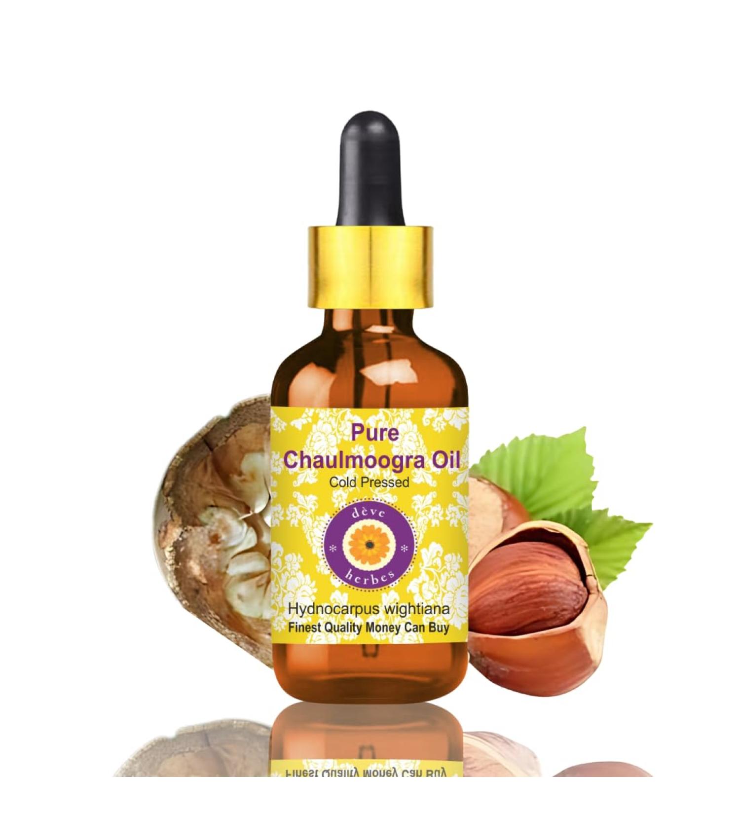 Deve Herbes Huile de Chaulmoogra pure (Hydnocarpus wightiana) avec compte-gouttes en verre press froid 30 ml - Buy Online on GoSupps.com