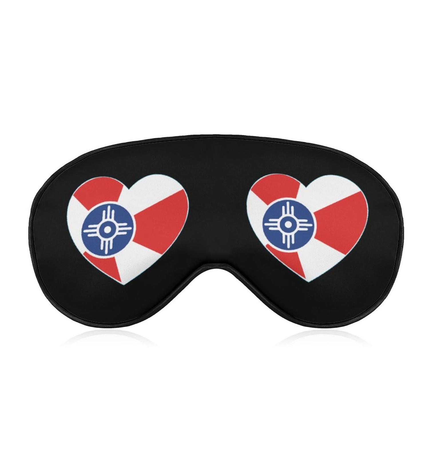 Wichita Flag Heart Sleep Mask Eye Cover for Sleeping Blindfold with Adjustable Strap Blocks Light Night Travel Nap for Men Women - Buy Online on GoSupps.com