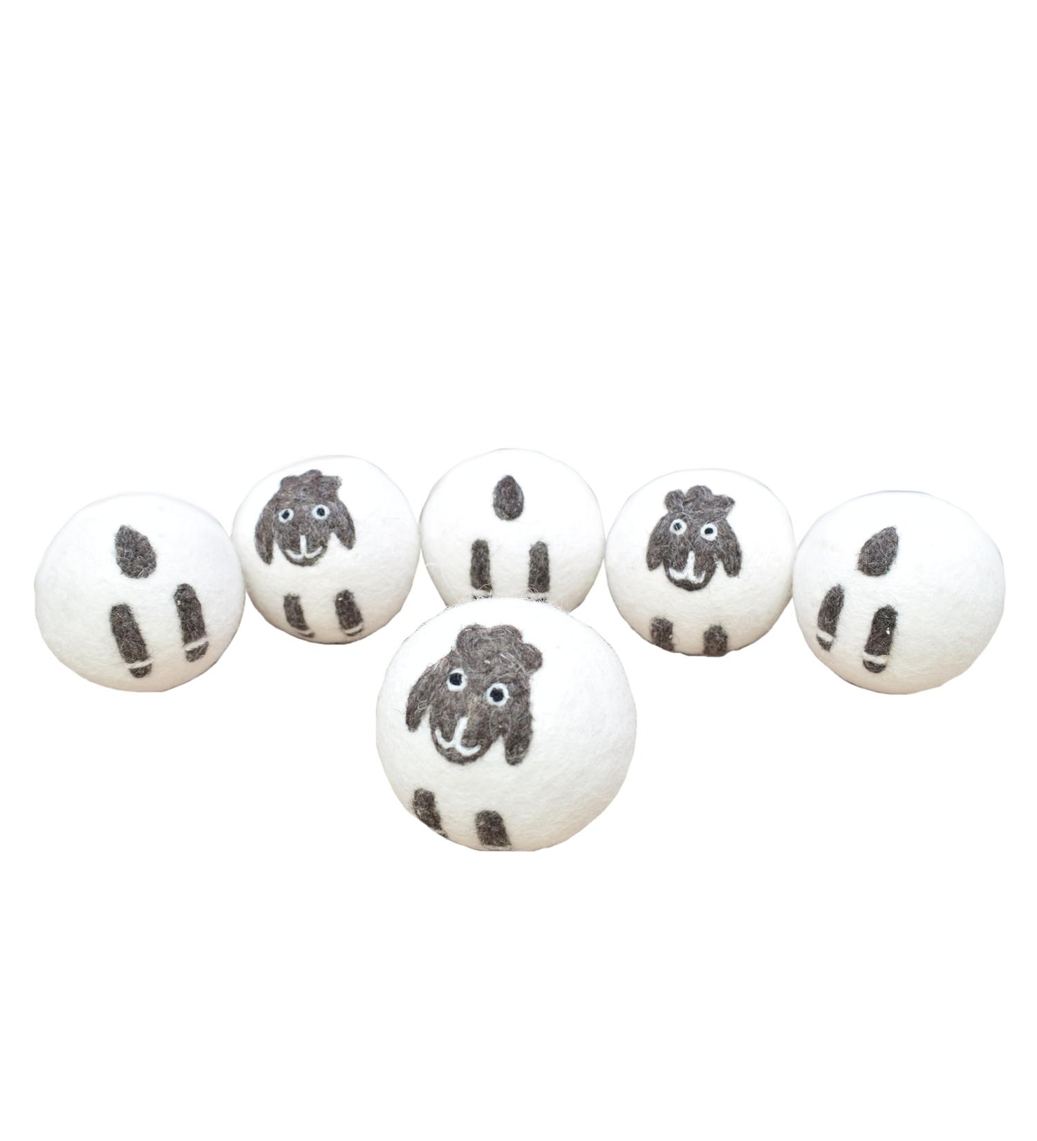 Pachamama Handmade XL Wool Tumble Dryer Balls 7cm 6 Pk Reduce Drying Time Save Energy Fabric Soften Reduce Static Reduce Wrinkles Unscented Long Life - Cute Sheep Pattern Felted by Hand Fair Trade - Buy Online on GoSupps.com
