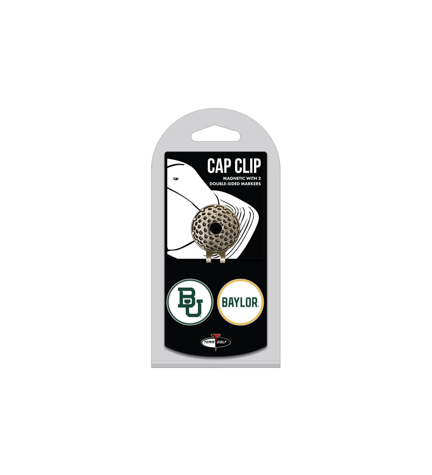 Team Golf NCAA Golf Cap Clip with 2 Removable Double-Sided Enamel Magnetic Ball Markers, Attaches Easily to Hats Baylor Bears