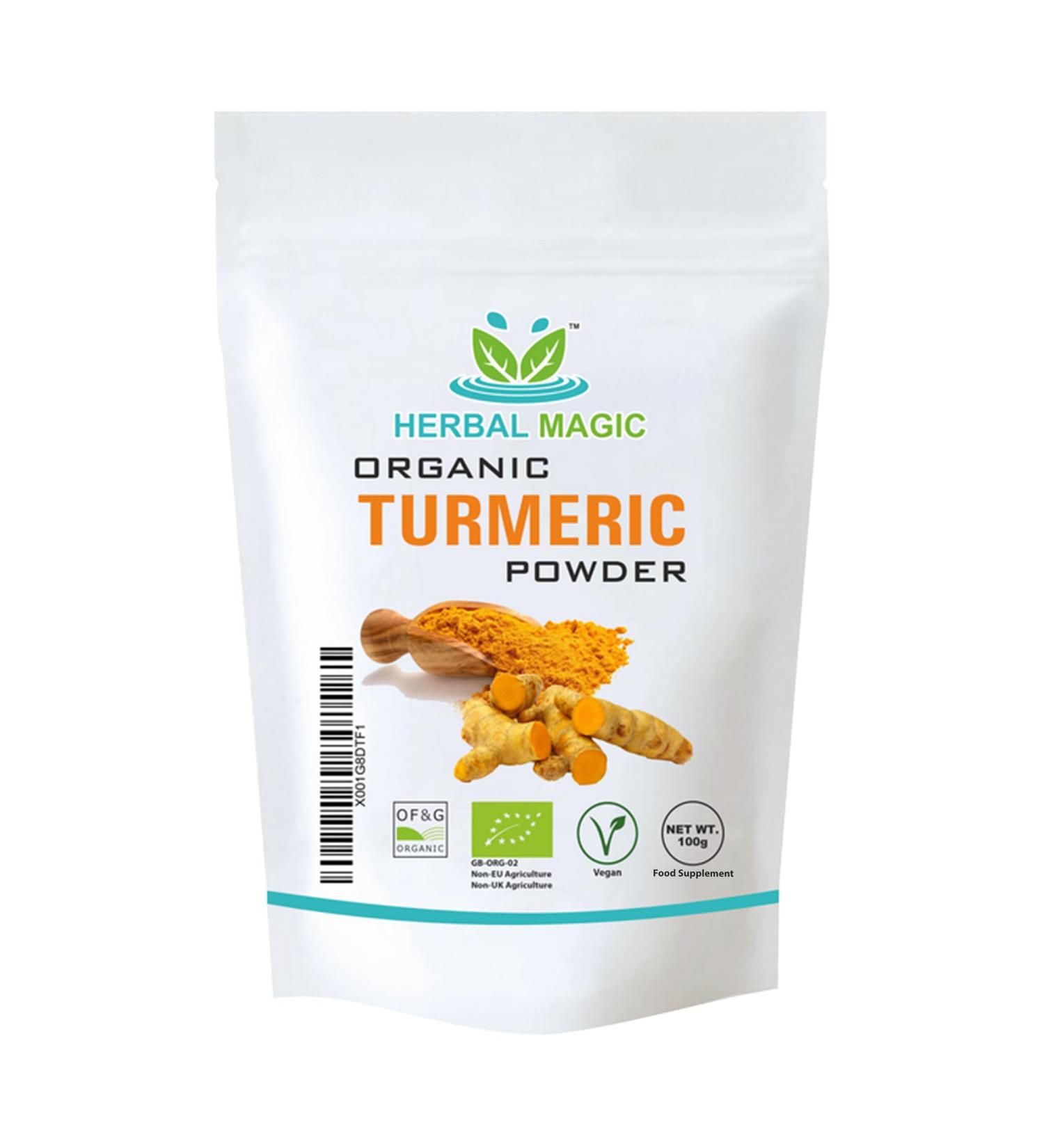 Organic Turmeric Powder - High Curcumin Strength - 100g Pack - for Smoothies, Soups, Baking - Certified Organic - Free from Fillers & Preservatives - Buy Online on GoSupps.com