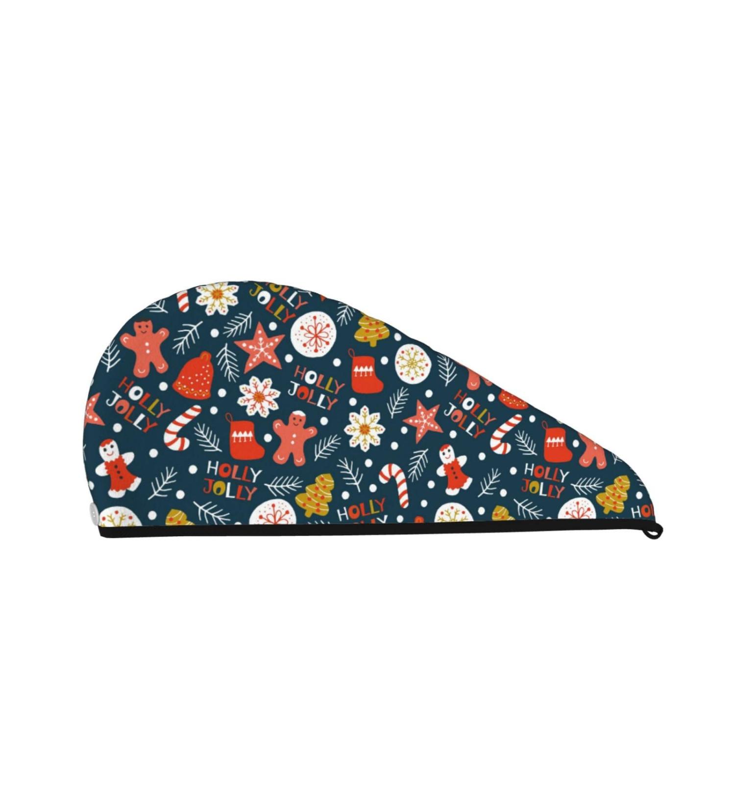 Shop Holiday Christmas Cookies Microfiber Hair Towel - Soft Absorbent & Quick-Dry Cap for Long Curly Thick Hair - Buy Online on GoSupps.com