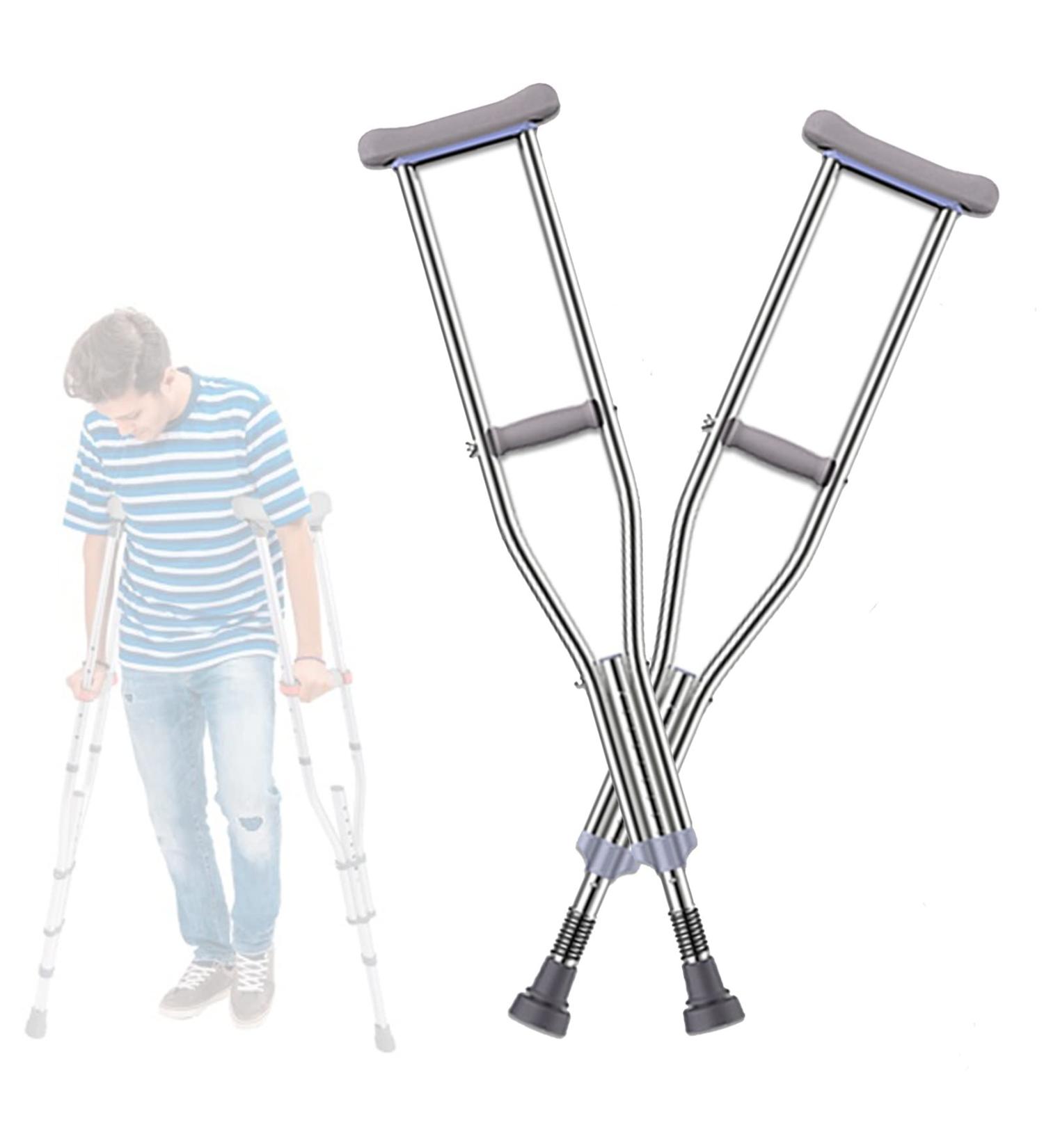 Adult Underarm Crutches Stainless Steel Elderly Crutches Medical Walking Crutches for Disabled Adjustable Crutches with Underarm Pads & Handgrip Silver (Size : Small (106-126cm)) anniversary Lucky - Buy Online on GoSupps.com