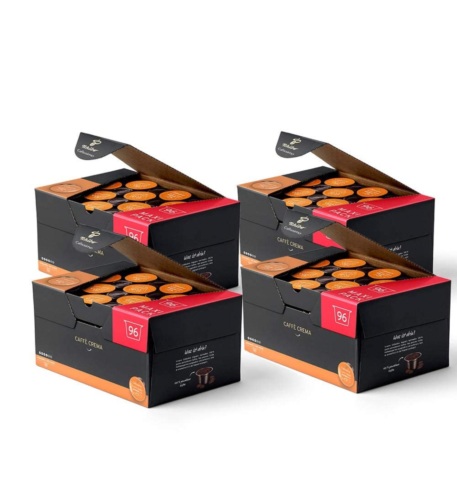 Shop TCHIBO CAFISSIMO Caff Crema Coffee Capsules - 384 Fully-Bodied Fair Trade Sustainable | 1 Pack (4x96) - International Shipping Available - Buy Online on GoSupps.com