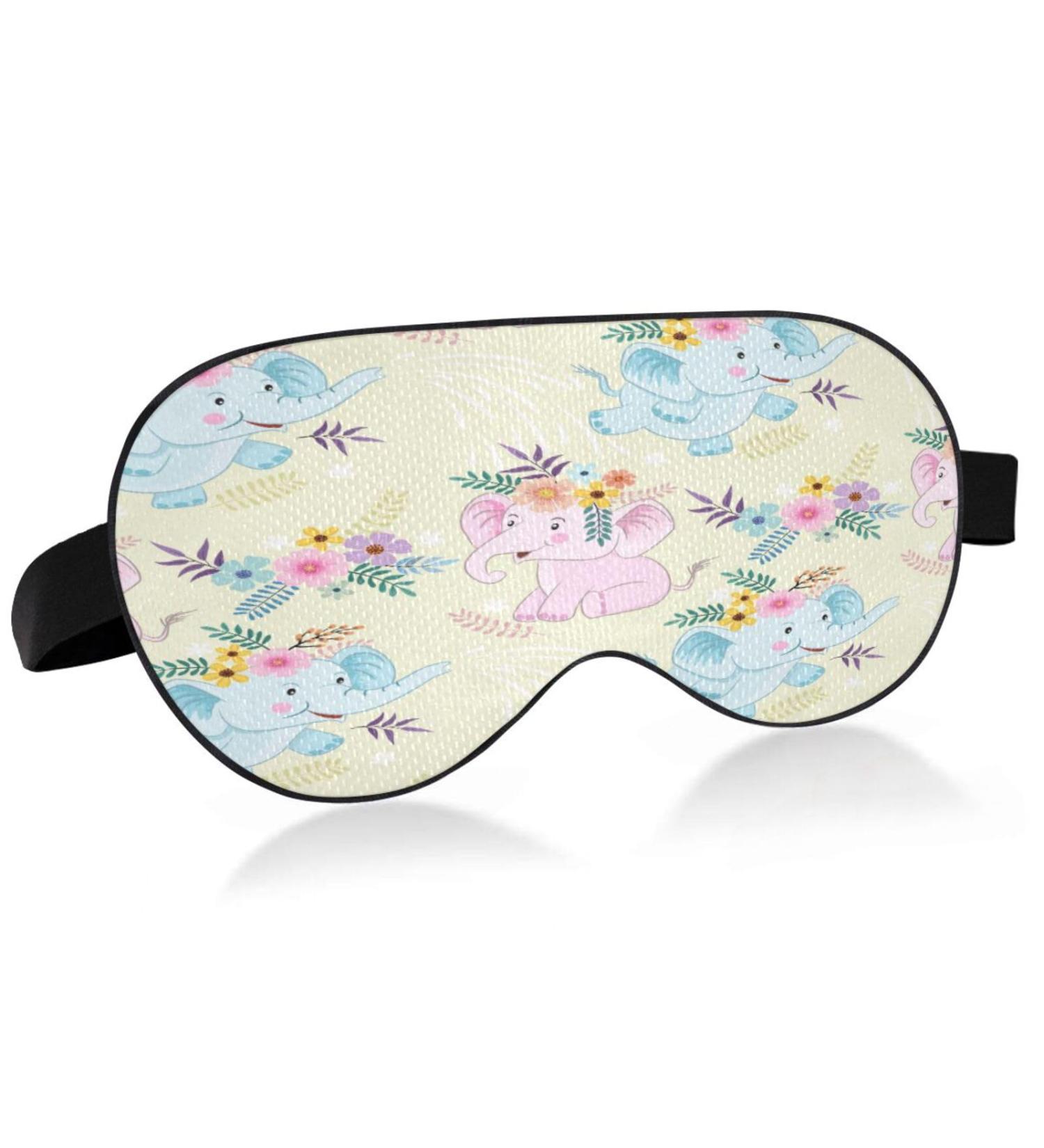 WELLDAY Elephant Flowers Sleep Mask - Adjustable Eye Shade Cover for Deep Sleep and Relaxation - Buy Online on GoSupps.com