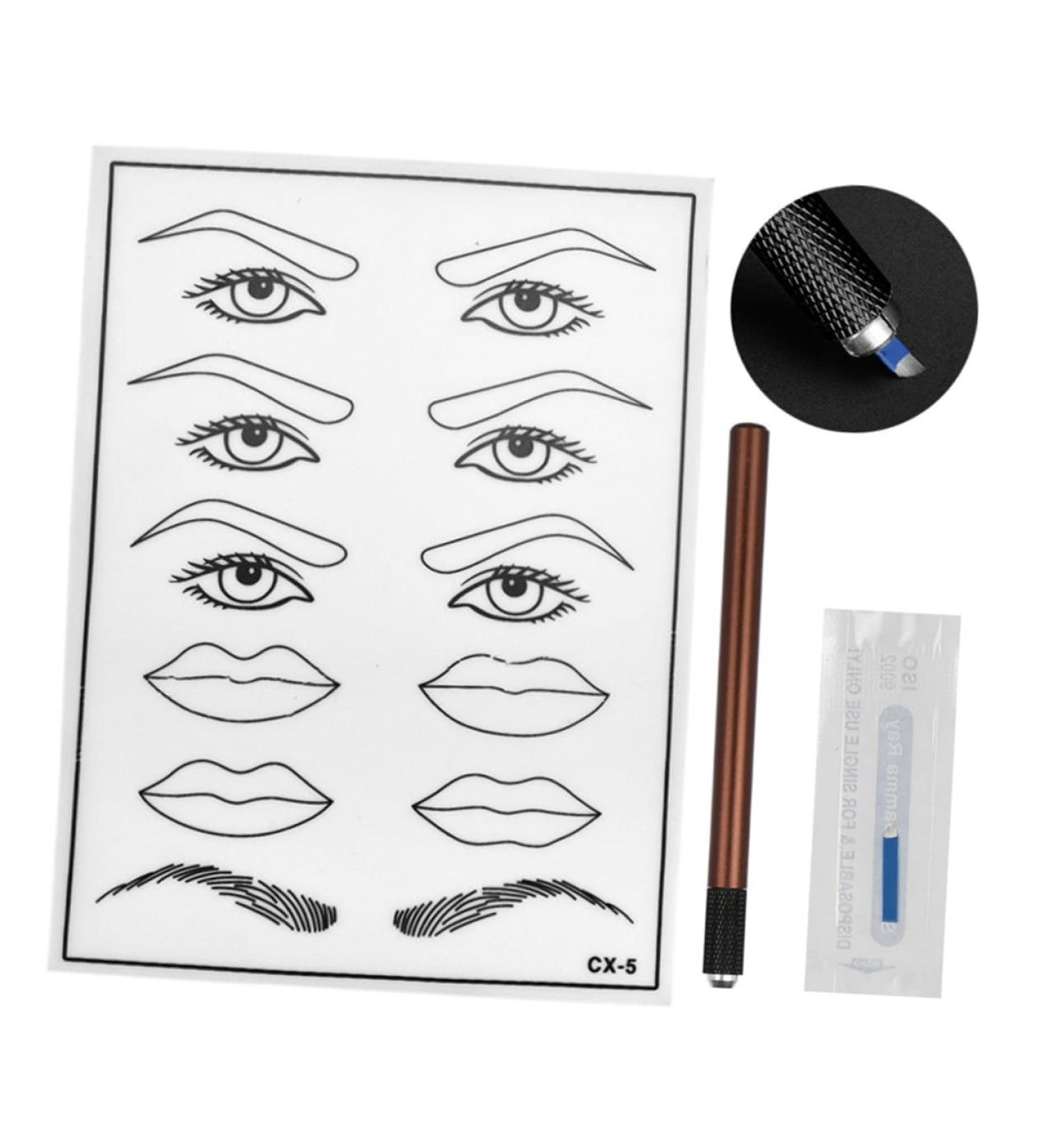 Mikinona Practice Skin Kit White Practice Eyebrow Semi-permanent Mouth Skin Eye Single Kit Microblading End and Pen - Buy Online on GoSupps.com