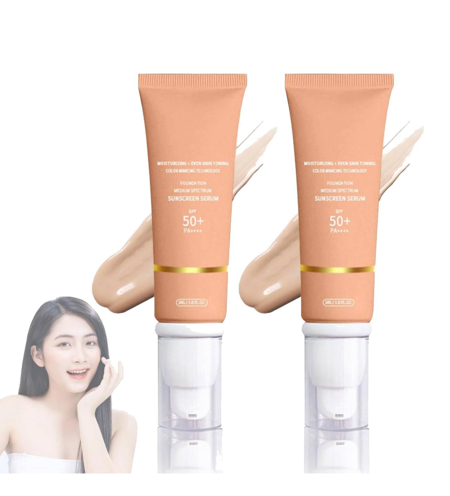 Foundation Covering Imperfections Liquid Foundation Long-Lasting Soft Matte 4 in 1 Liquid Foundation Hydrating Medium Full Coverage Concealer with Spf 50+ Waterproof Korean Makeup (2 Piece  - Buy Online on GoSupps.com