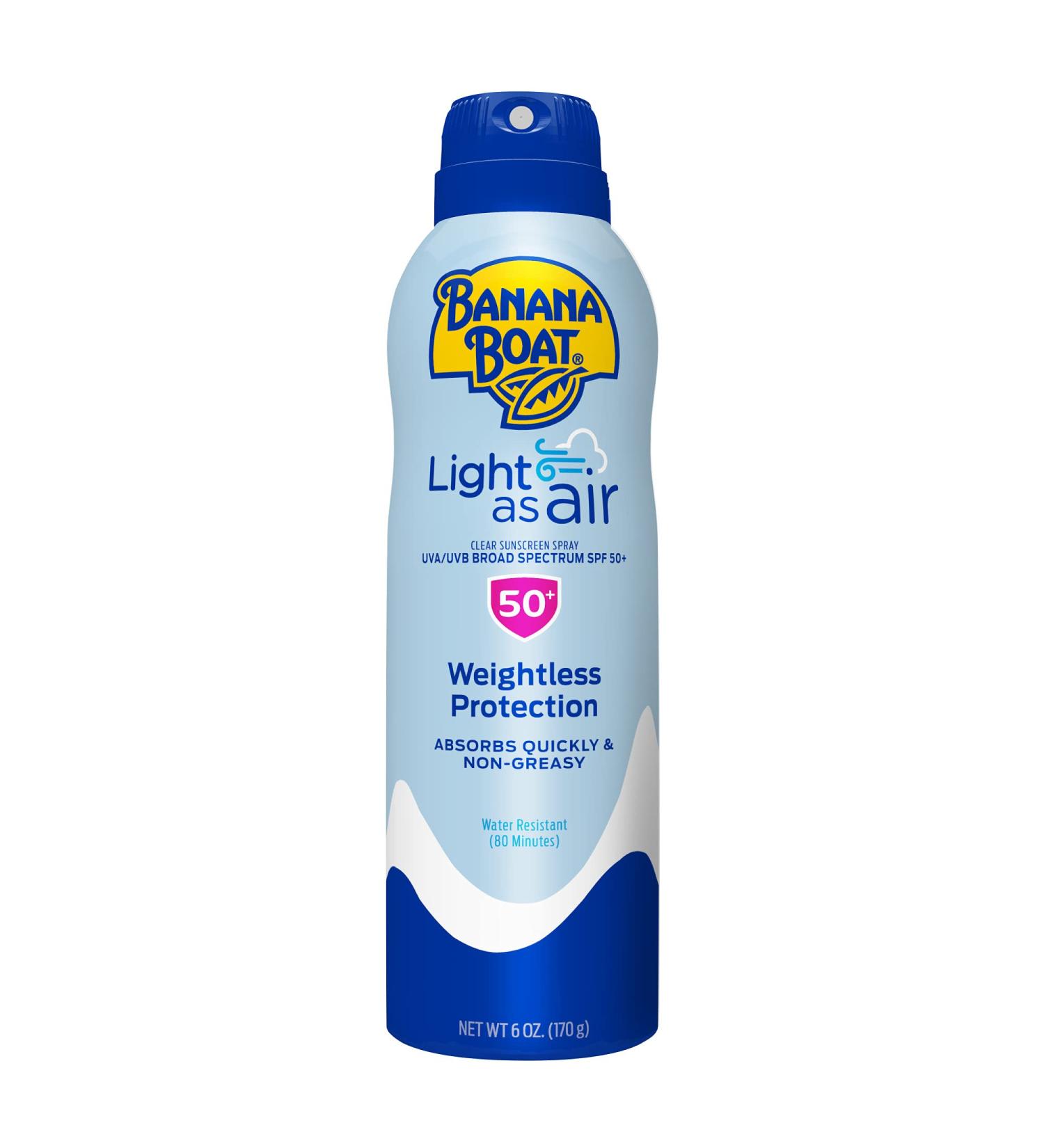 Banana Boat SPF 50+ Light as Air 6oz Spray - Sun Protection for All-Day Coverage - Buy Online on GoSupps.com