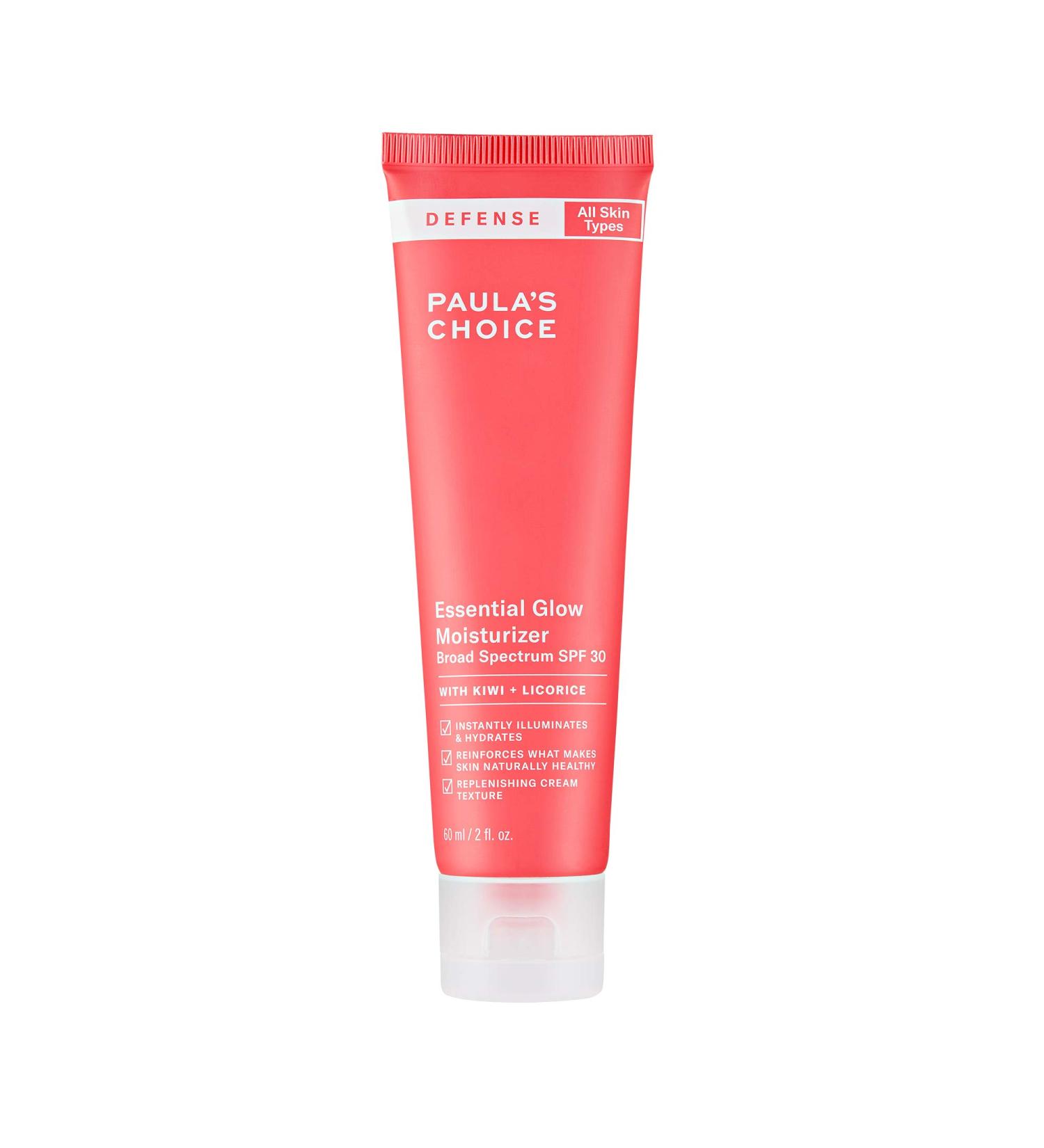 Paula's Choice DEFENSE Essential Glow Mineral Moisturizer SPF 30 with Kiwi Extract, Vitamin C & E, Niacinamide, Argan Oil & Resveratrol - 2 Fl Oz Tube - Buy Online on GoSupps.com