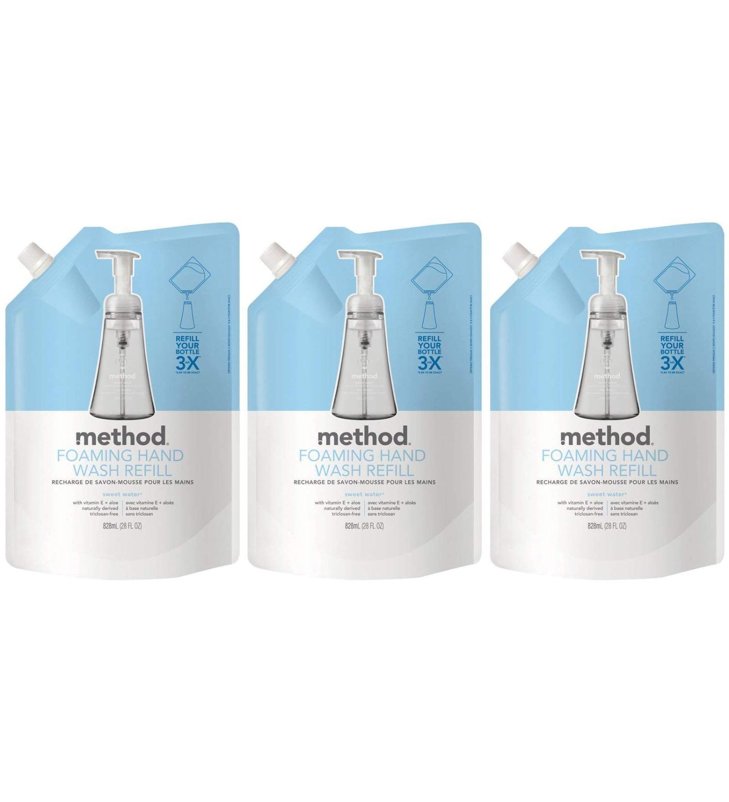 Method Foaming Hand Soap Refill Sweet Water 28 Fl Oz (Pack of 3) - Hydrating and Refreshing Hand Wash Refill - Buy Online on GoSupps.com