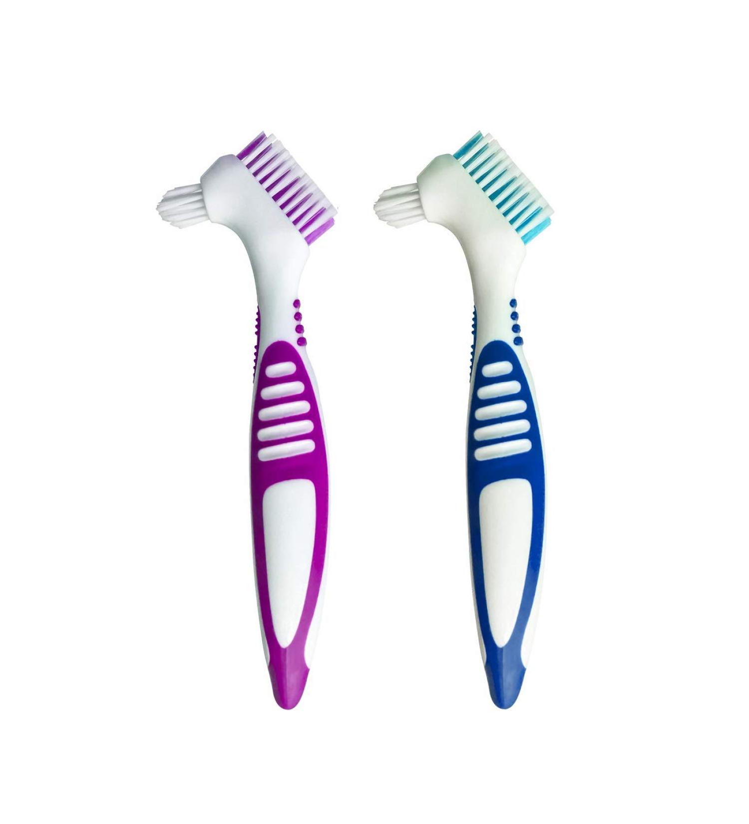 Denture Brush Toothbrush - 2Pcs Multi-Tufted Bristles for Deep Cleaning and Freshness (Random Color) - Buy Online on GoSupps.com