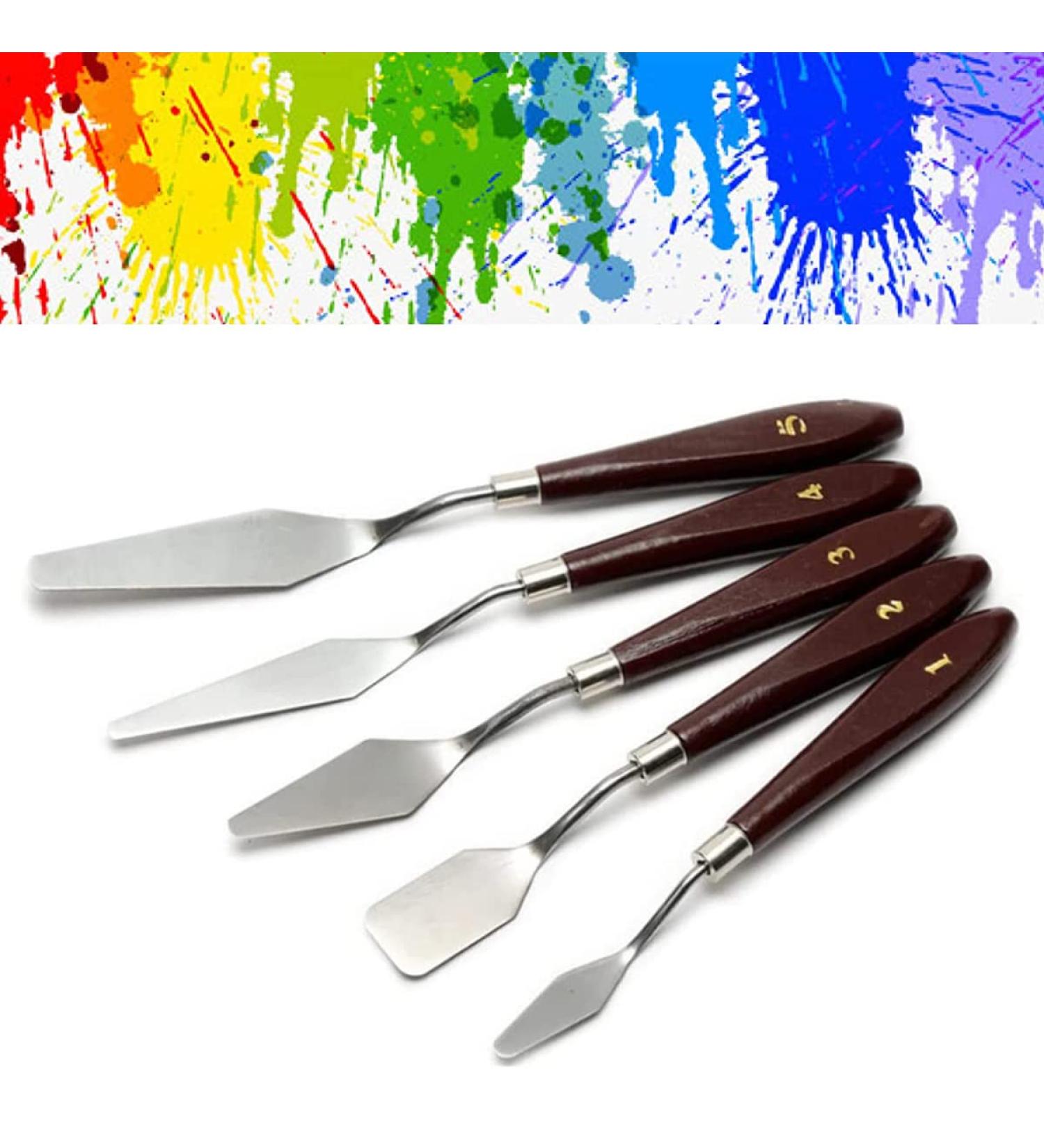 Artist Painting Knives Set - 5 Piece Stainless Steel Palette Knife Set for Oil, Acrylic & Canvas Painting - Buy Online on GoSupps.com