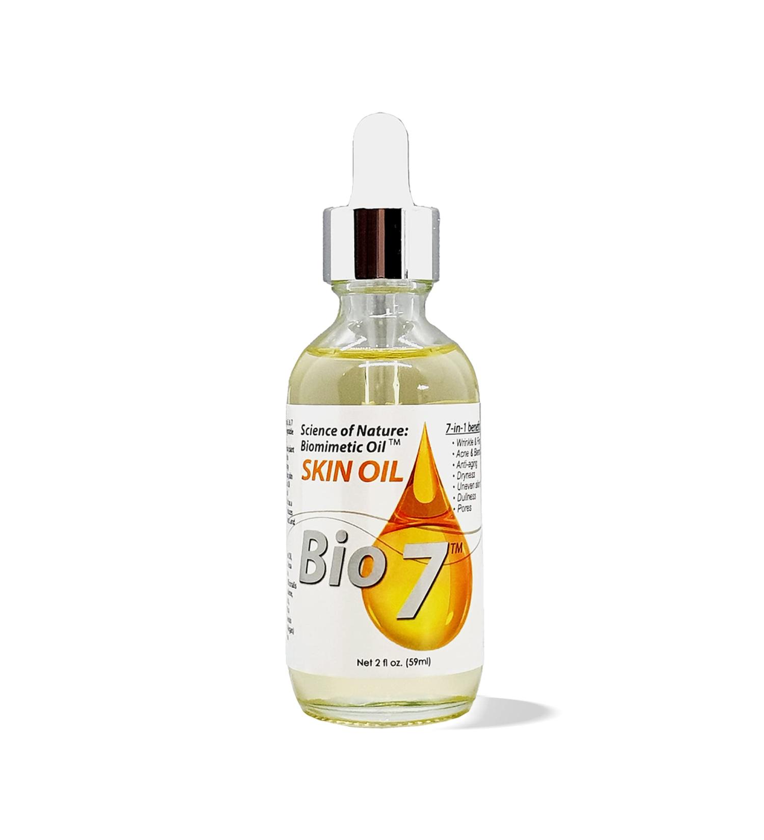 BIO7 Skin Oil Science of Nature 2 Fl Oz - Reduce Wrinkles & Fine Lines, Acne & Blemishes - Anti-Aging Benefits, Prevent Dryness, Improve Uneven Skin Tone - Biomimetic Oil - Buy Online on GoSupps.com