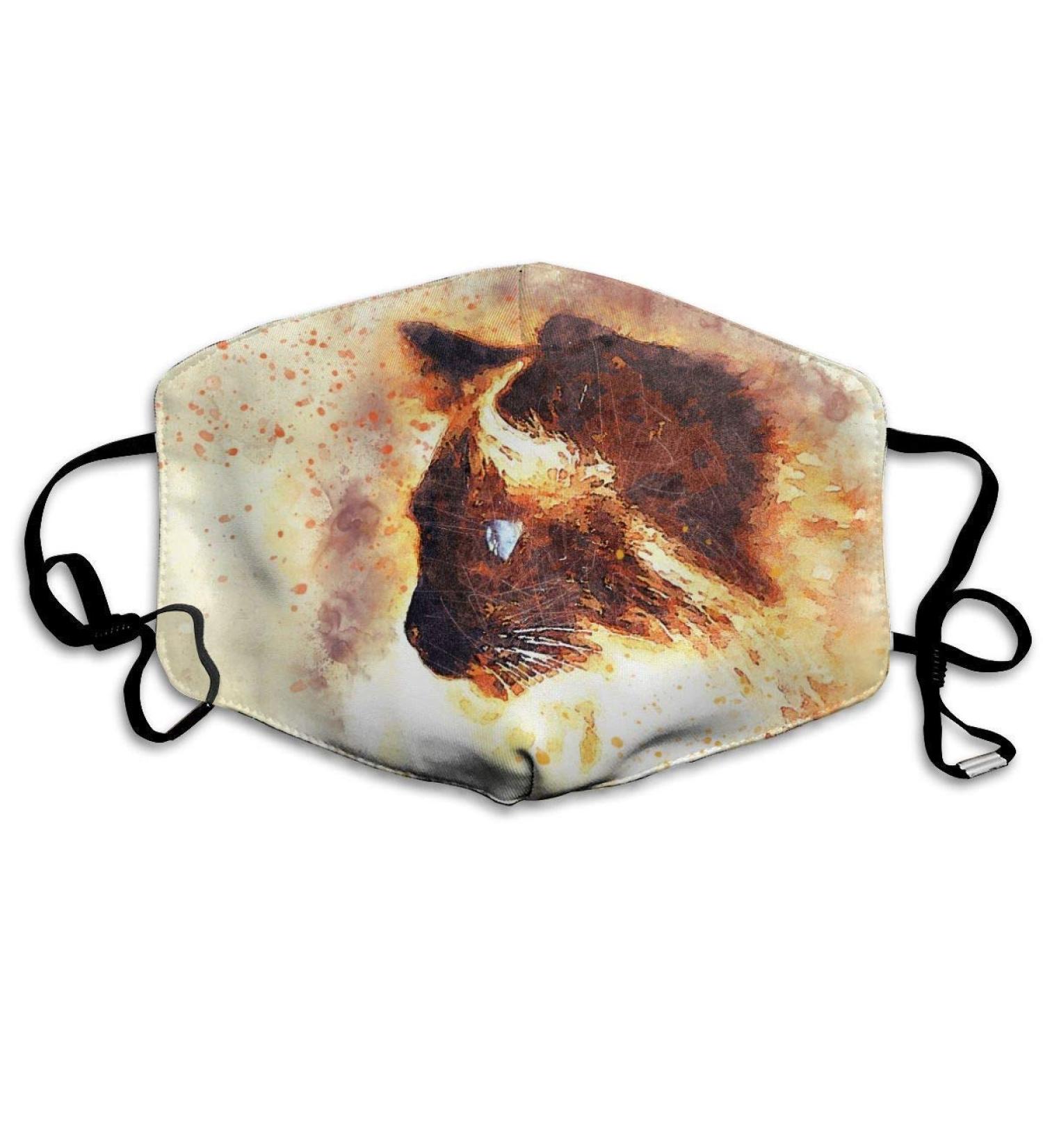 Abstract Watercolor Fire Cat Washable Reusable Mask Cotton Anti Dust Half Face Mouth Mask For Kids Teens Men Women With Adjustable Ear Loops - Buy Online on GoSupps.com