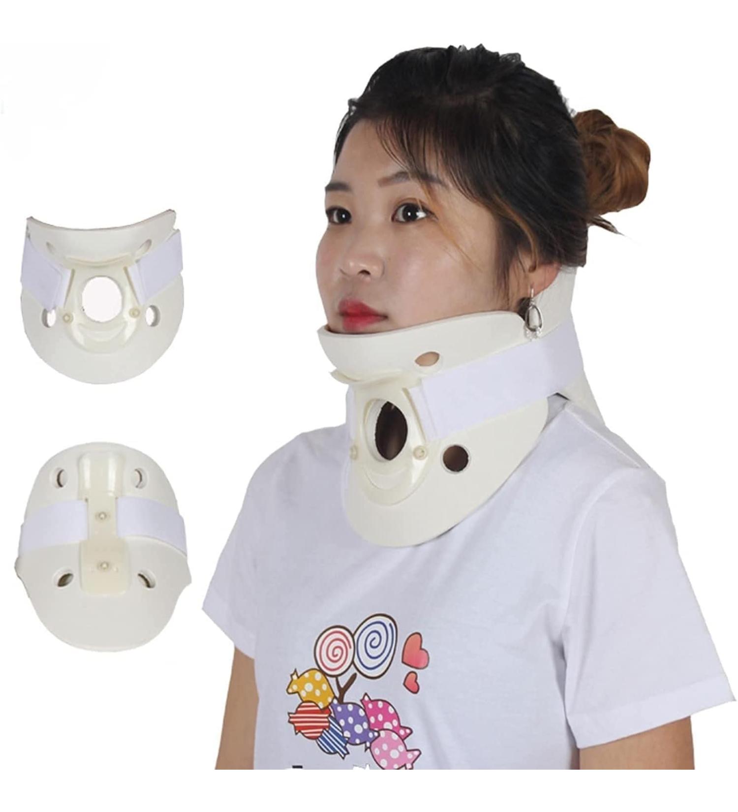 SAFWEL White Support Fixed Neck Brace - Polymer Foam Rubber Cervical Traction Immobilizer for Pain Relief & Stability - Buy Online on GoSupps.com