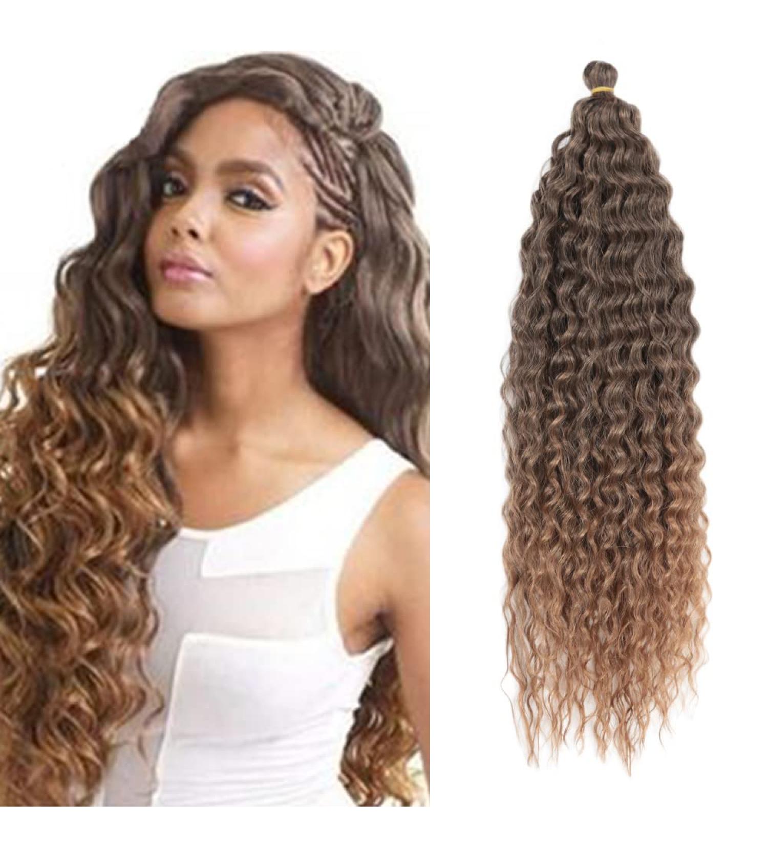 22 Inch Deep Twist Crochet Hair - 3 Pack Ocean Wave Curly Bohemian Braids | Synthetic Hair Extensions for Women & Girls - T27# - Buy Online on GoSupps.com